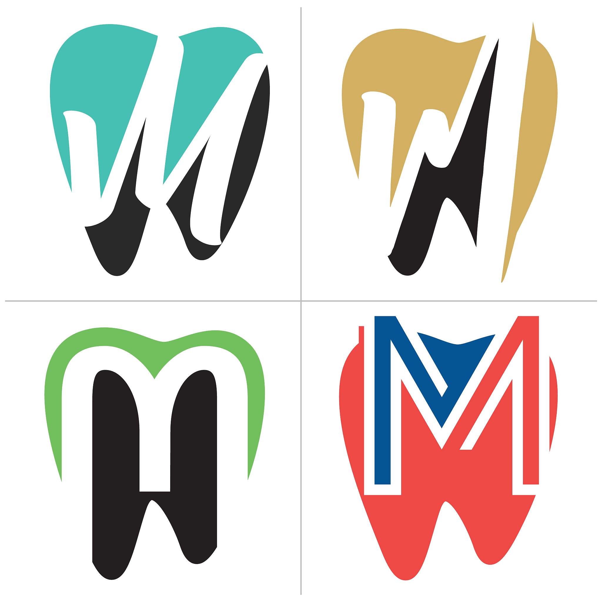 m letter icon design. letter m in tooth shape vector illustratio