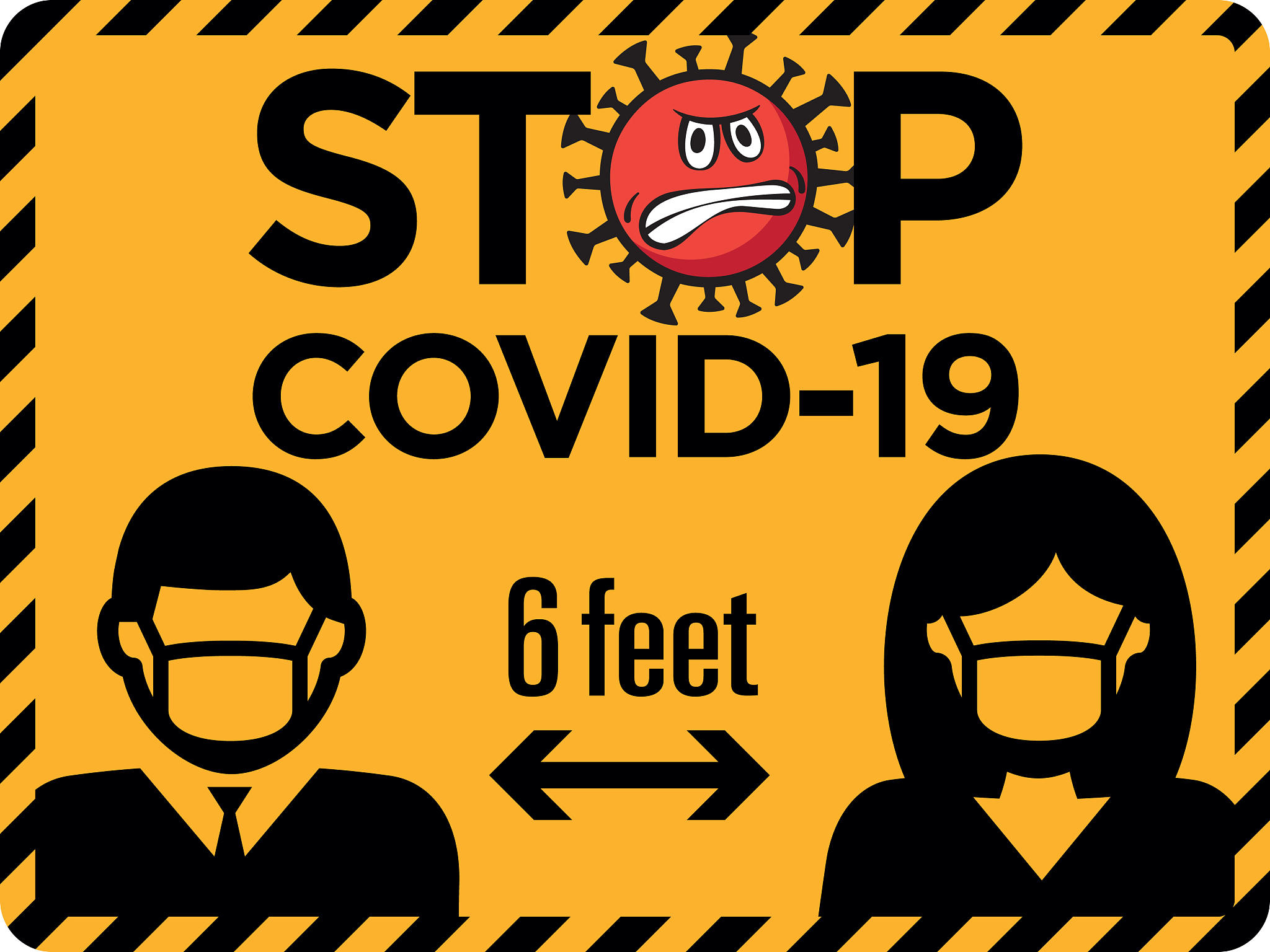 social distance sign with coronavirus protecting society. social