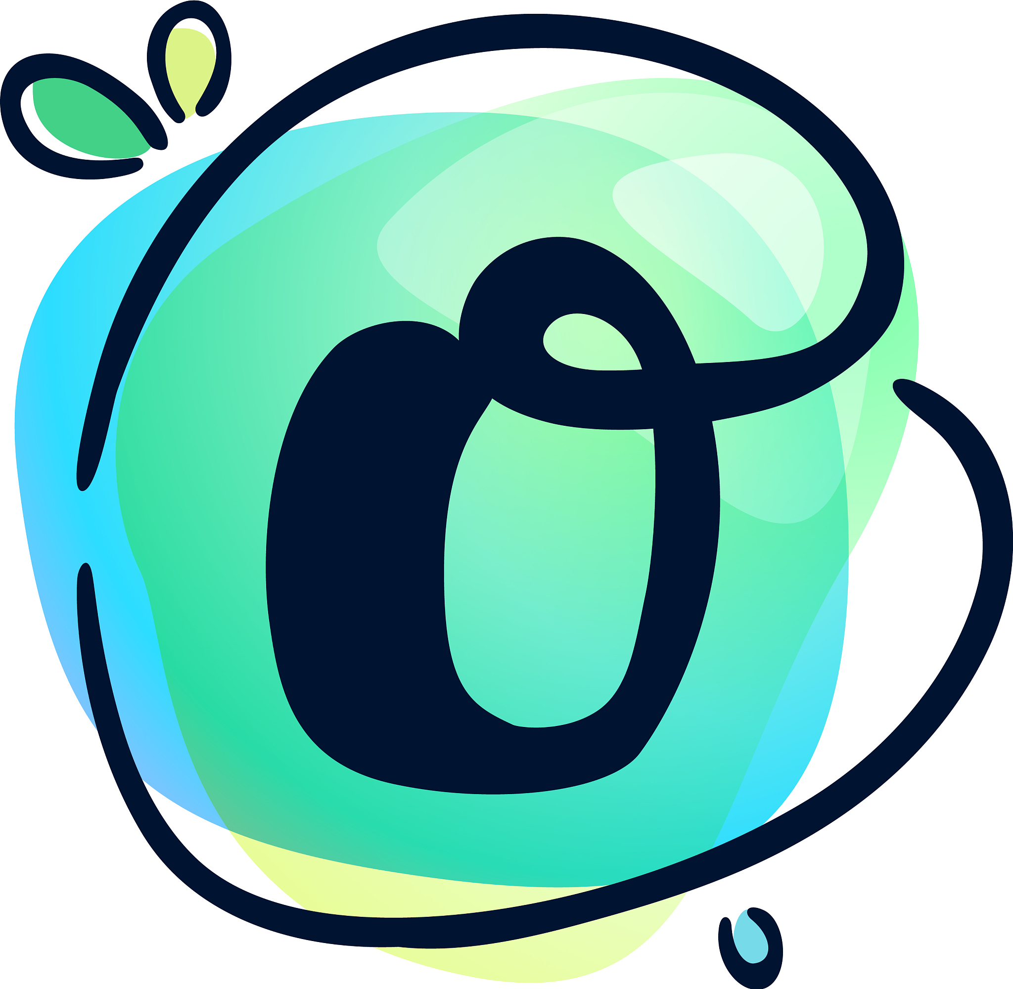 o letter stroke logo at colorful watercolor