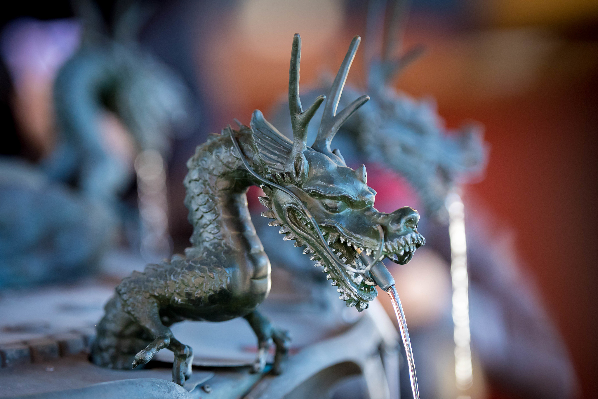 close-up of dragon statue
