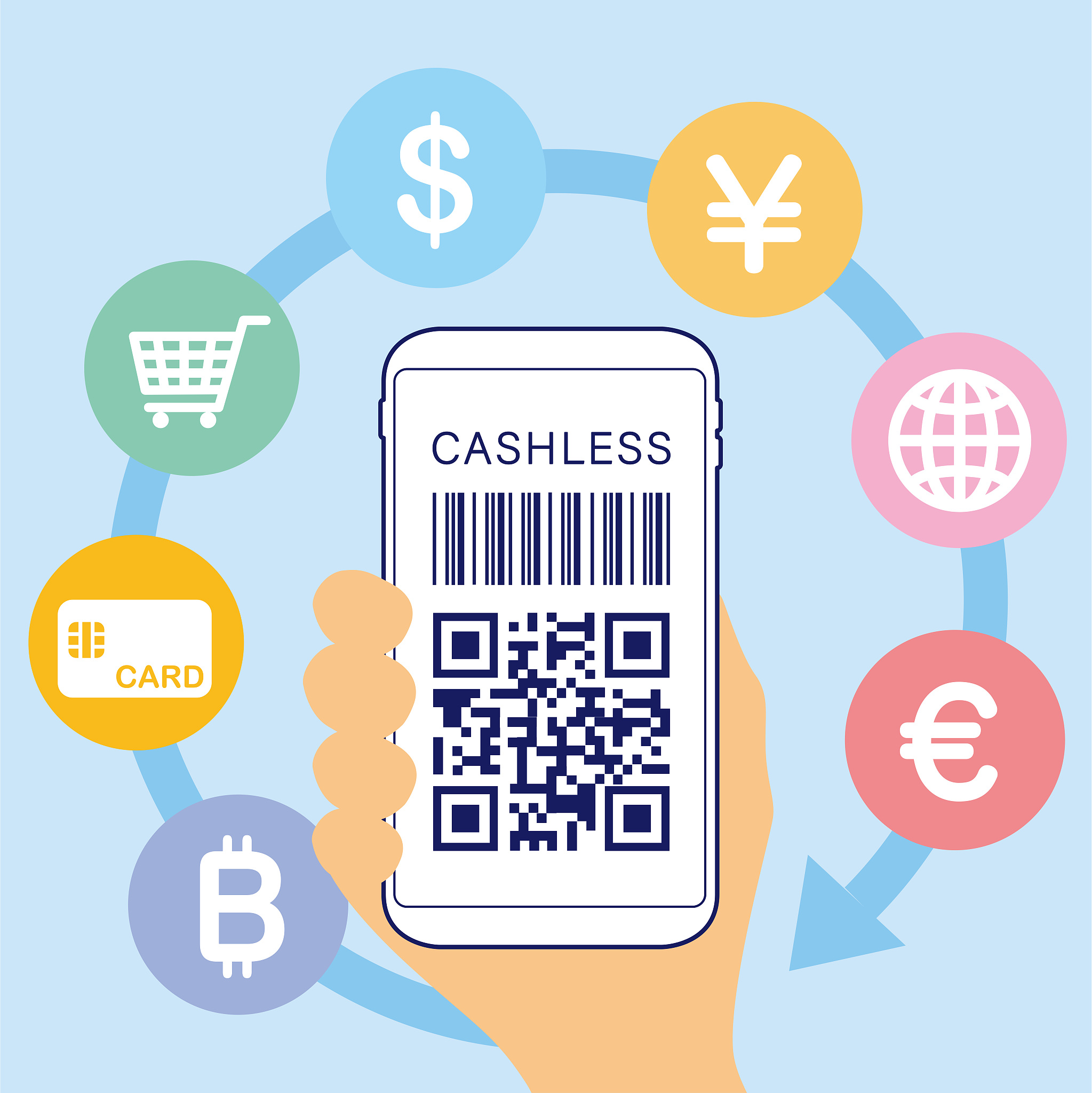 cashless  money  smart phone icon vector