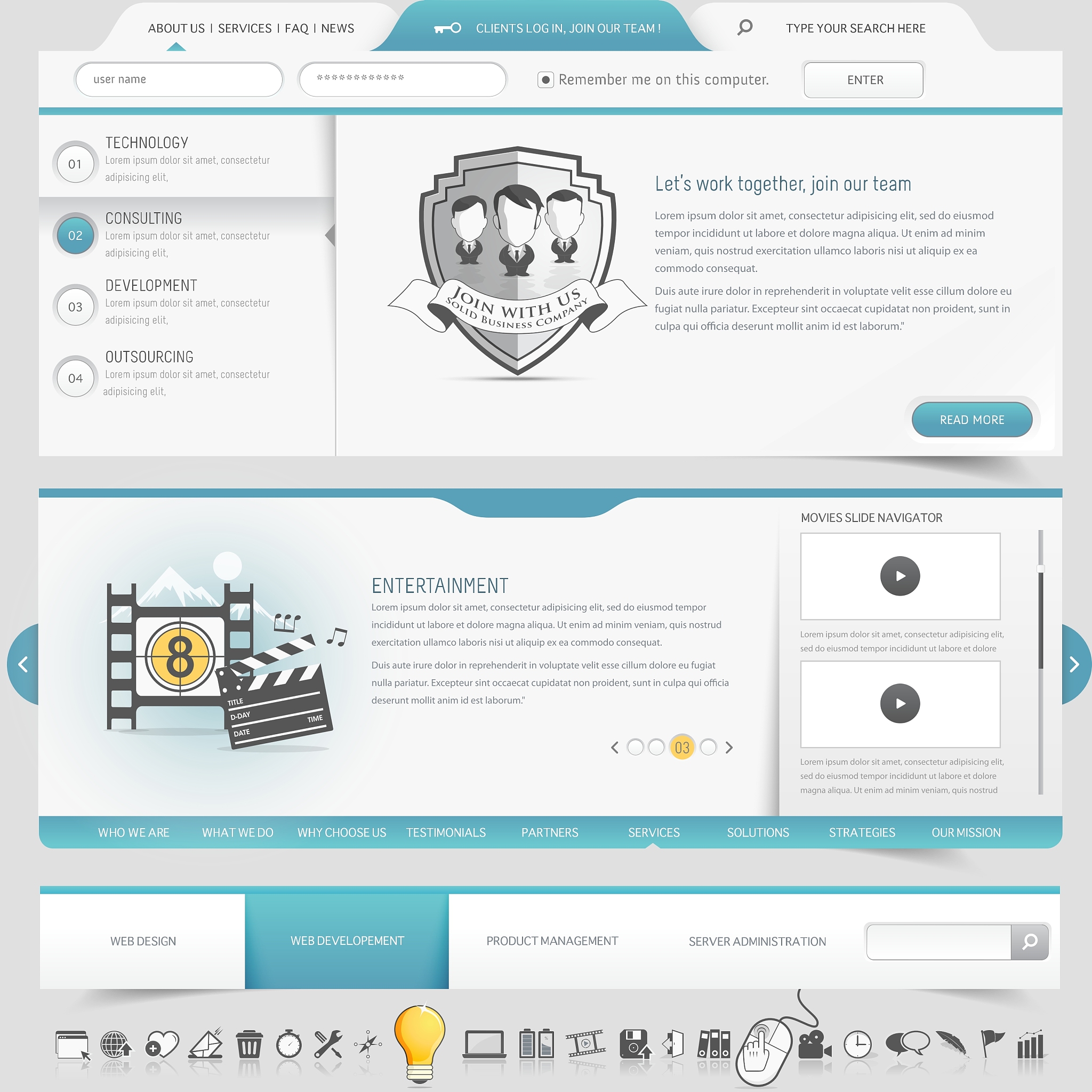 web site template navigation elements