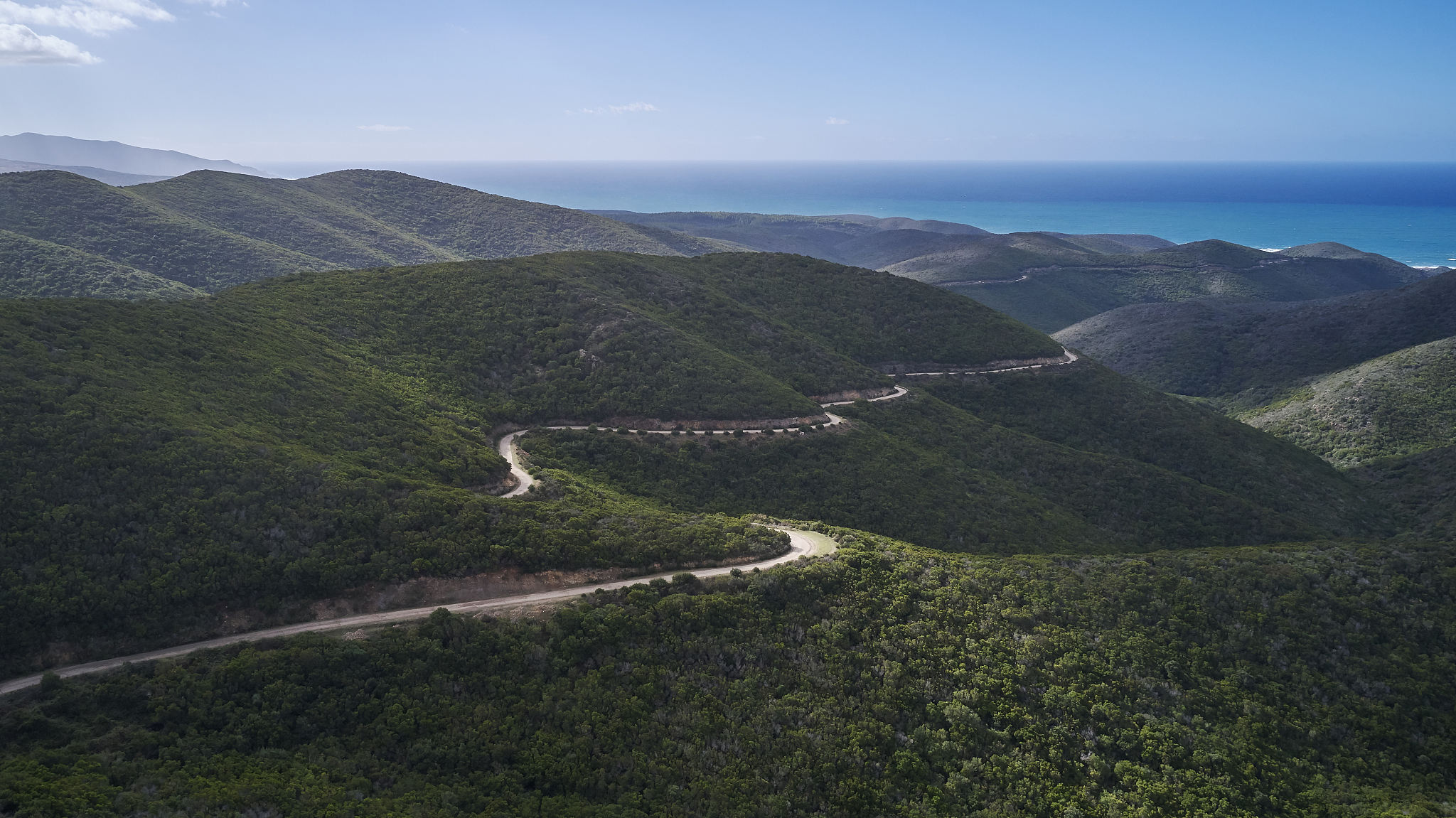 vw bus driving windy road in mountains of sardinia