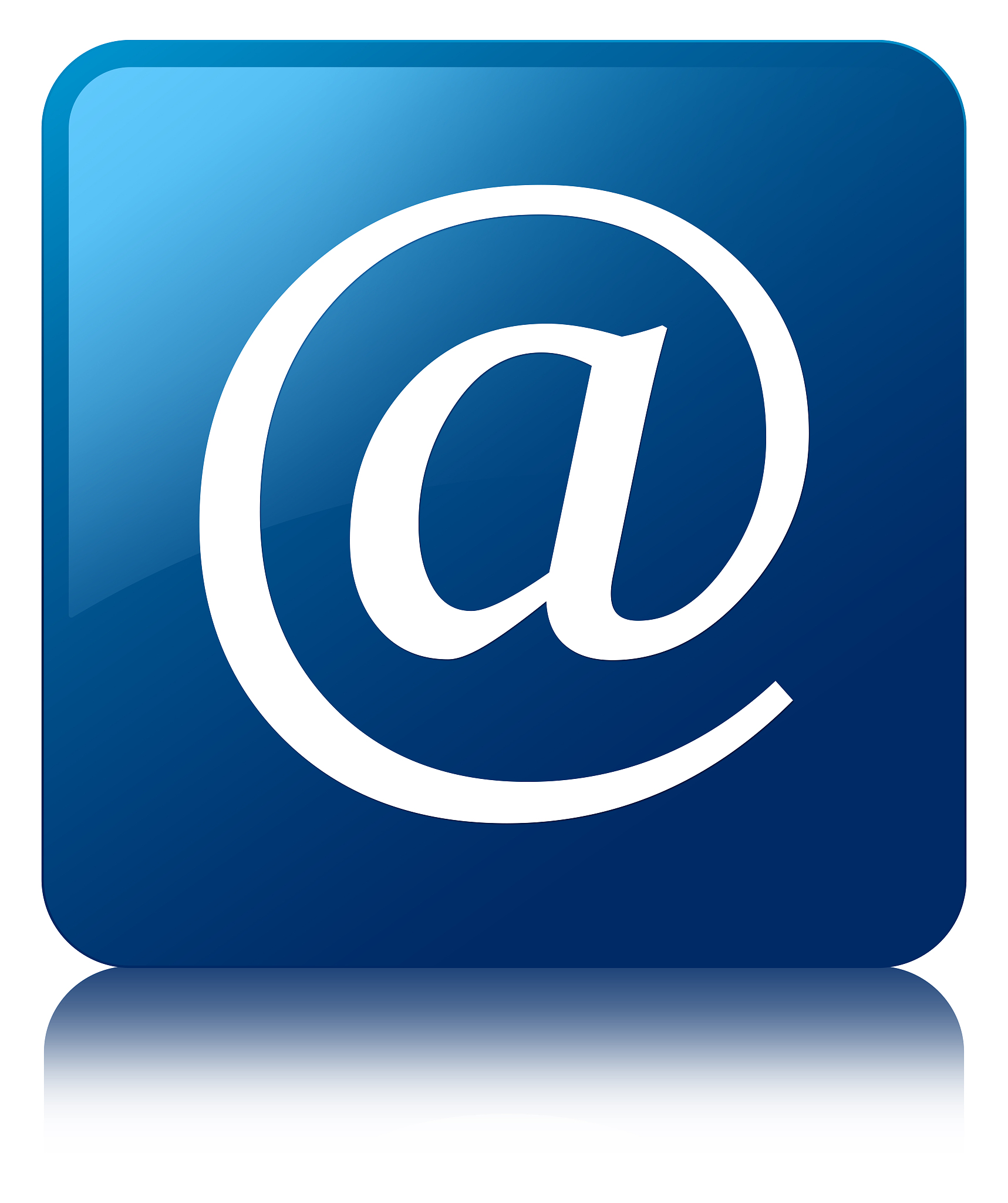 email address icon blue square button
