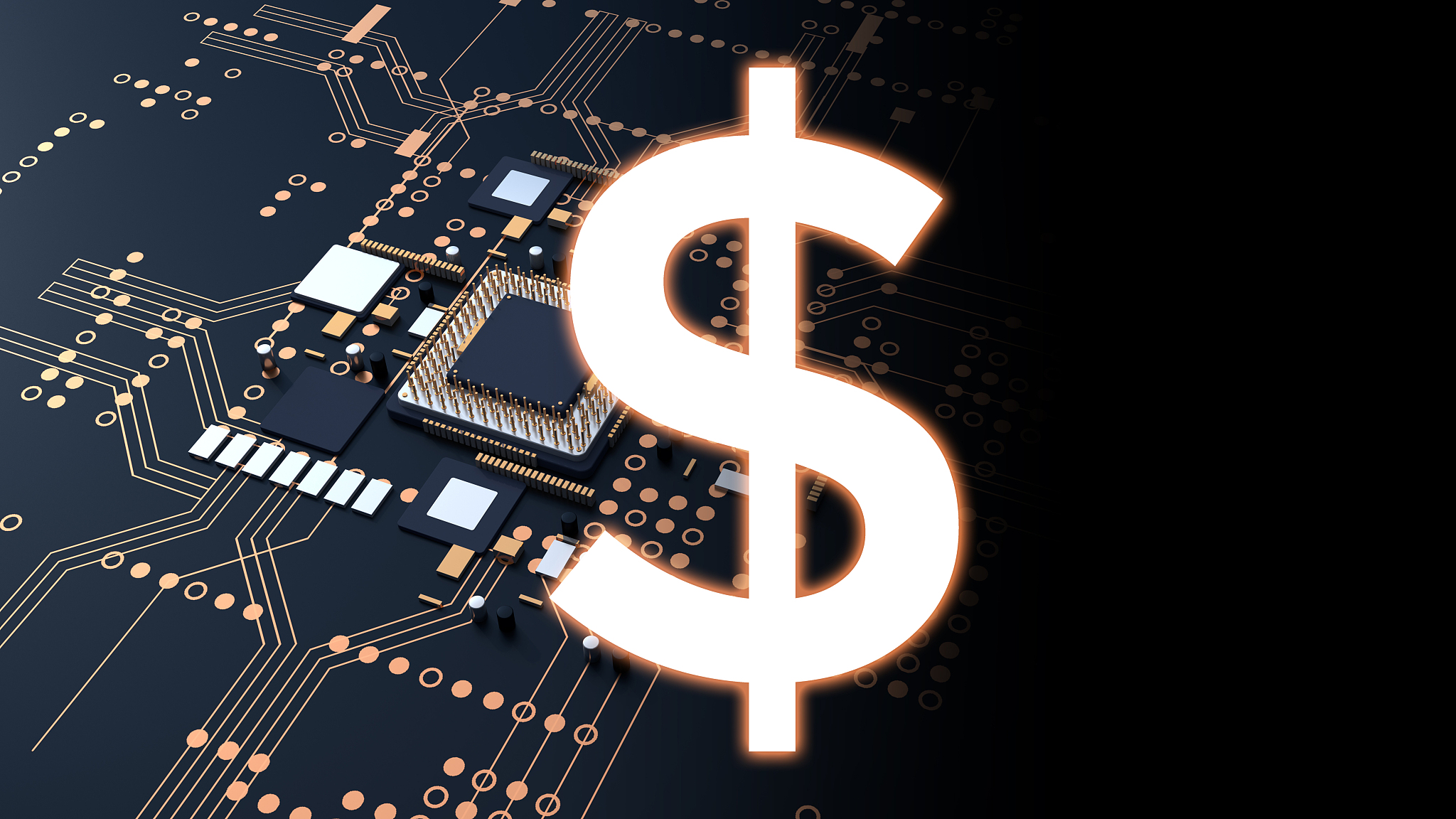 3d rendering  of futuristic blue circuit board