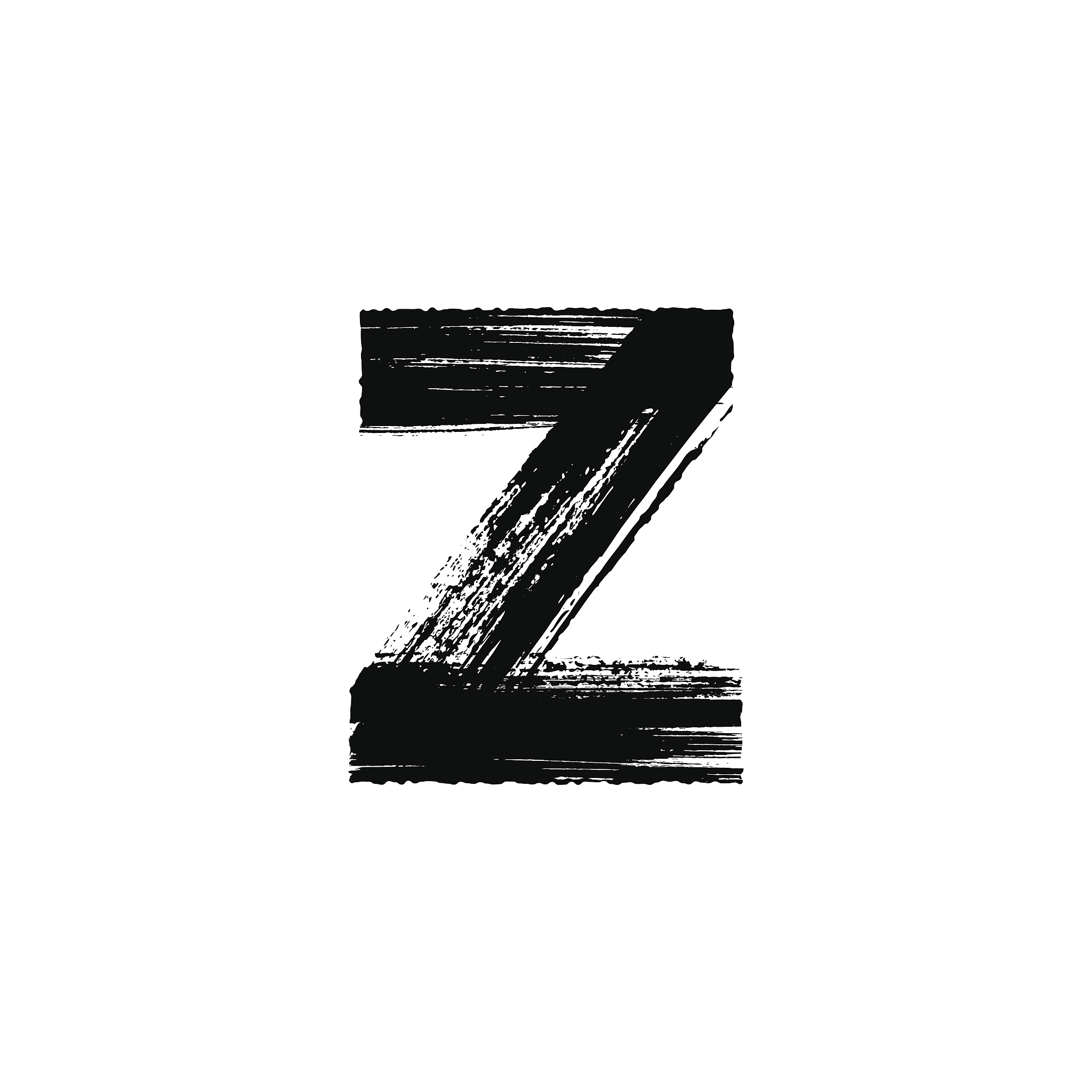 letter z hand drawn with dry brush. lowercase