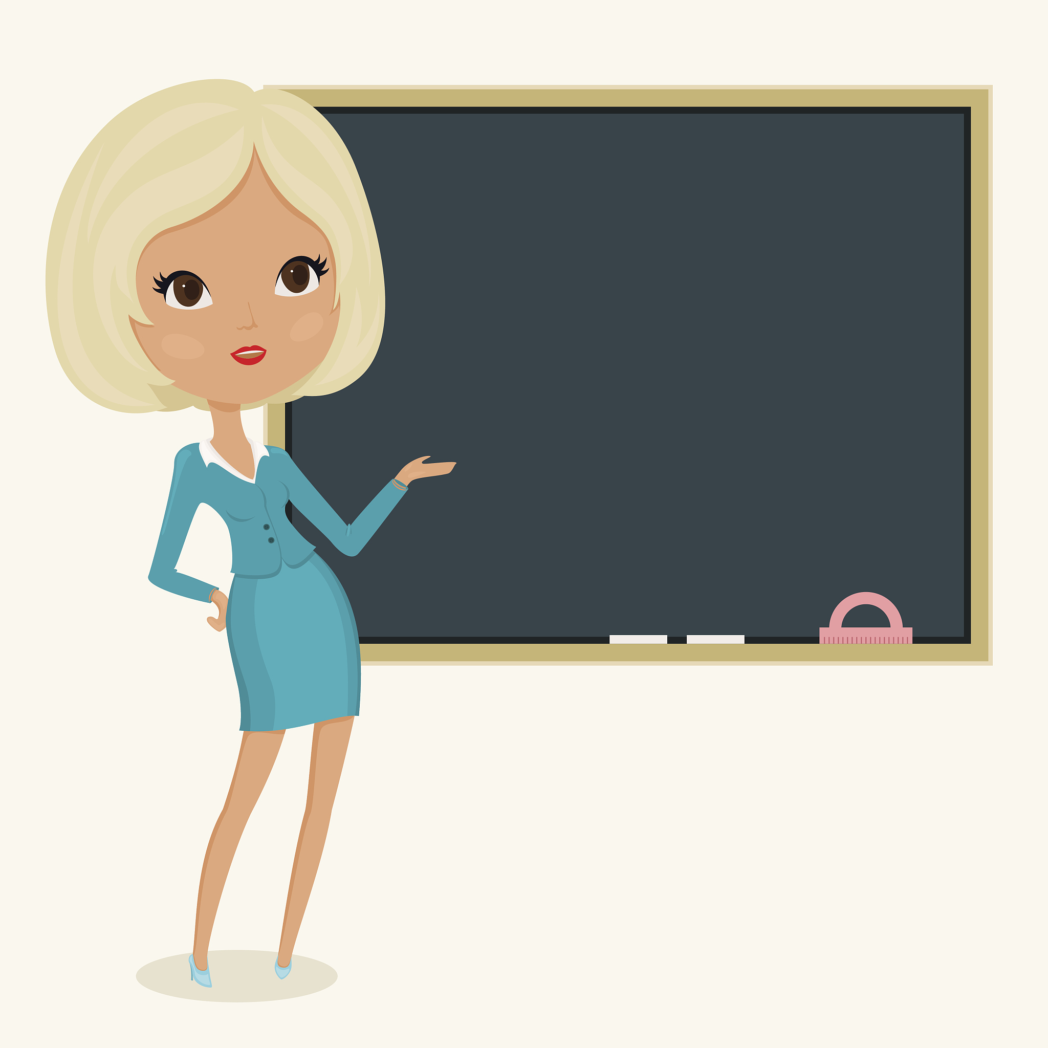 teacher close to blackboard