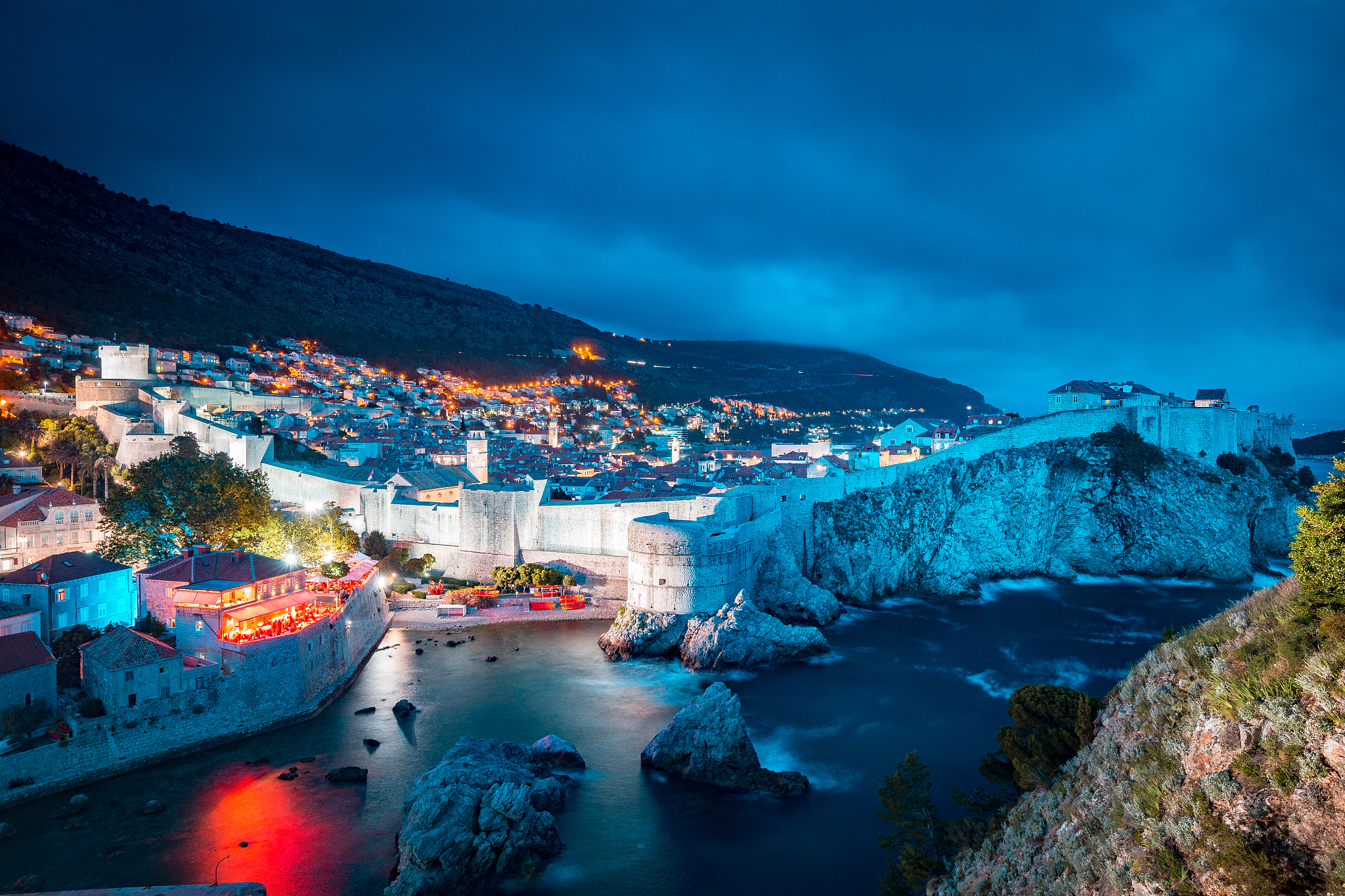 historic town of dubrovnik at twilight, dalmatia, croatia