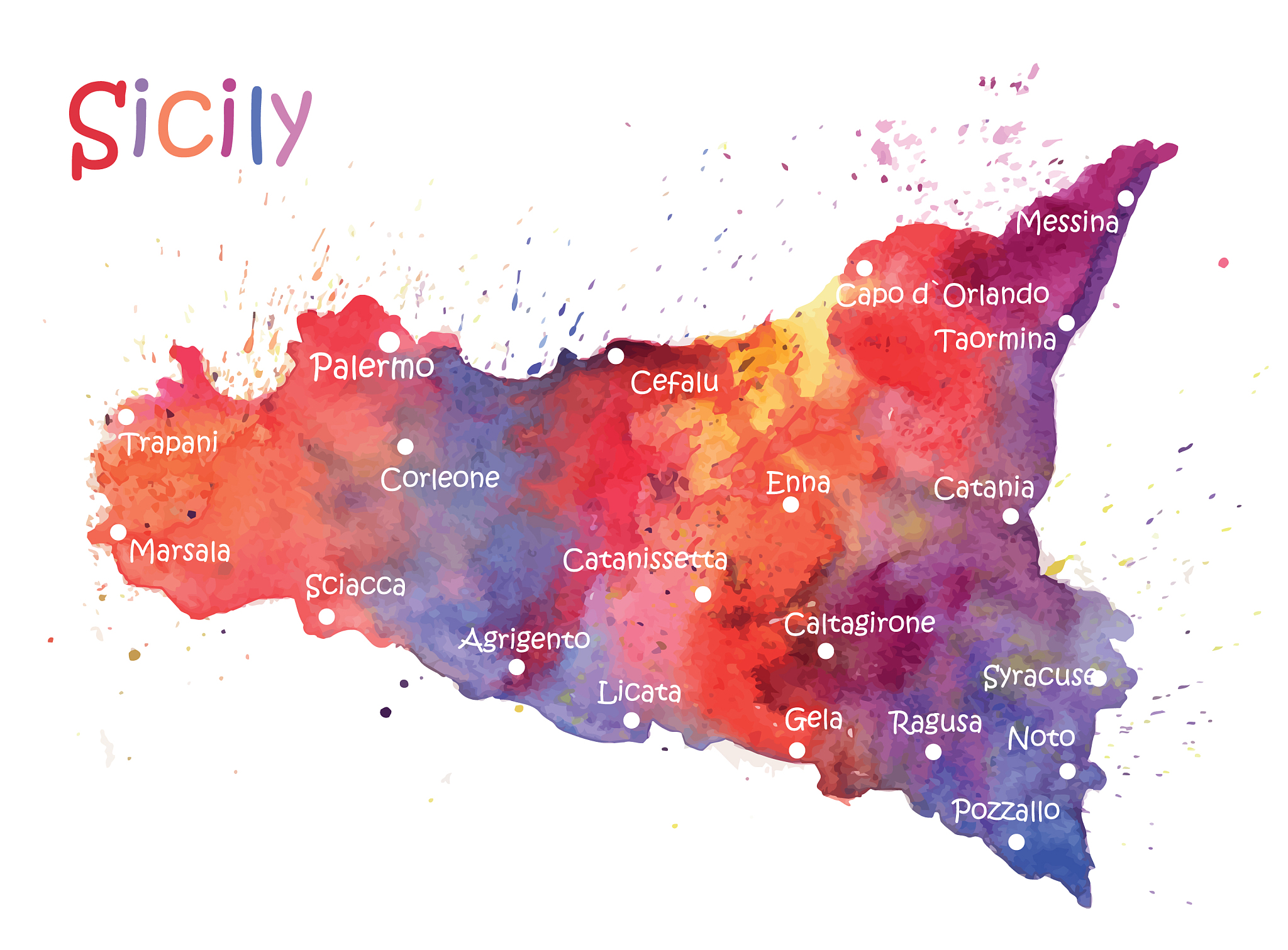 stylized map of the italian island of sicily