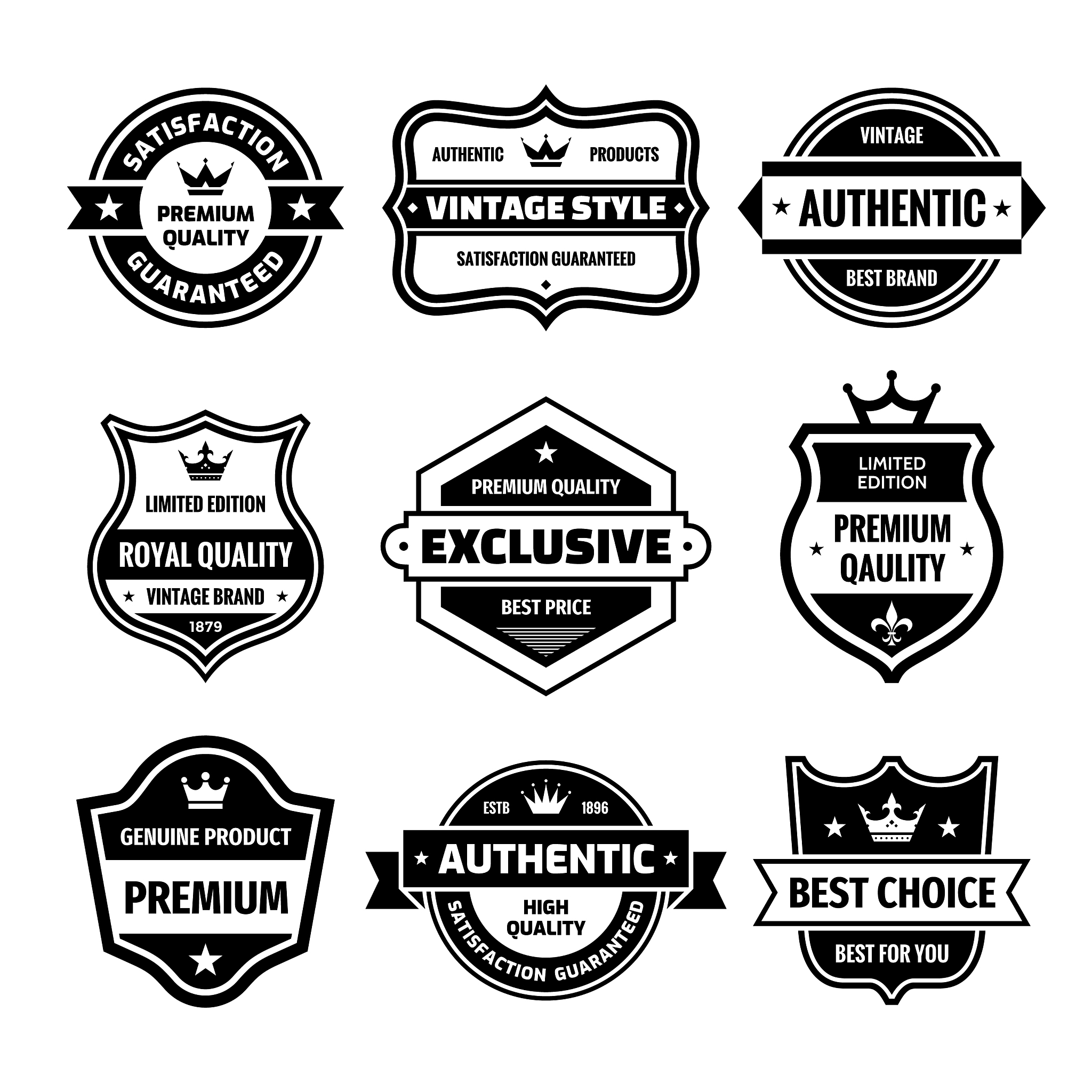 business badges set in retro design style