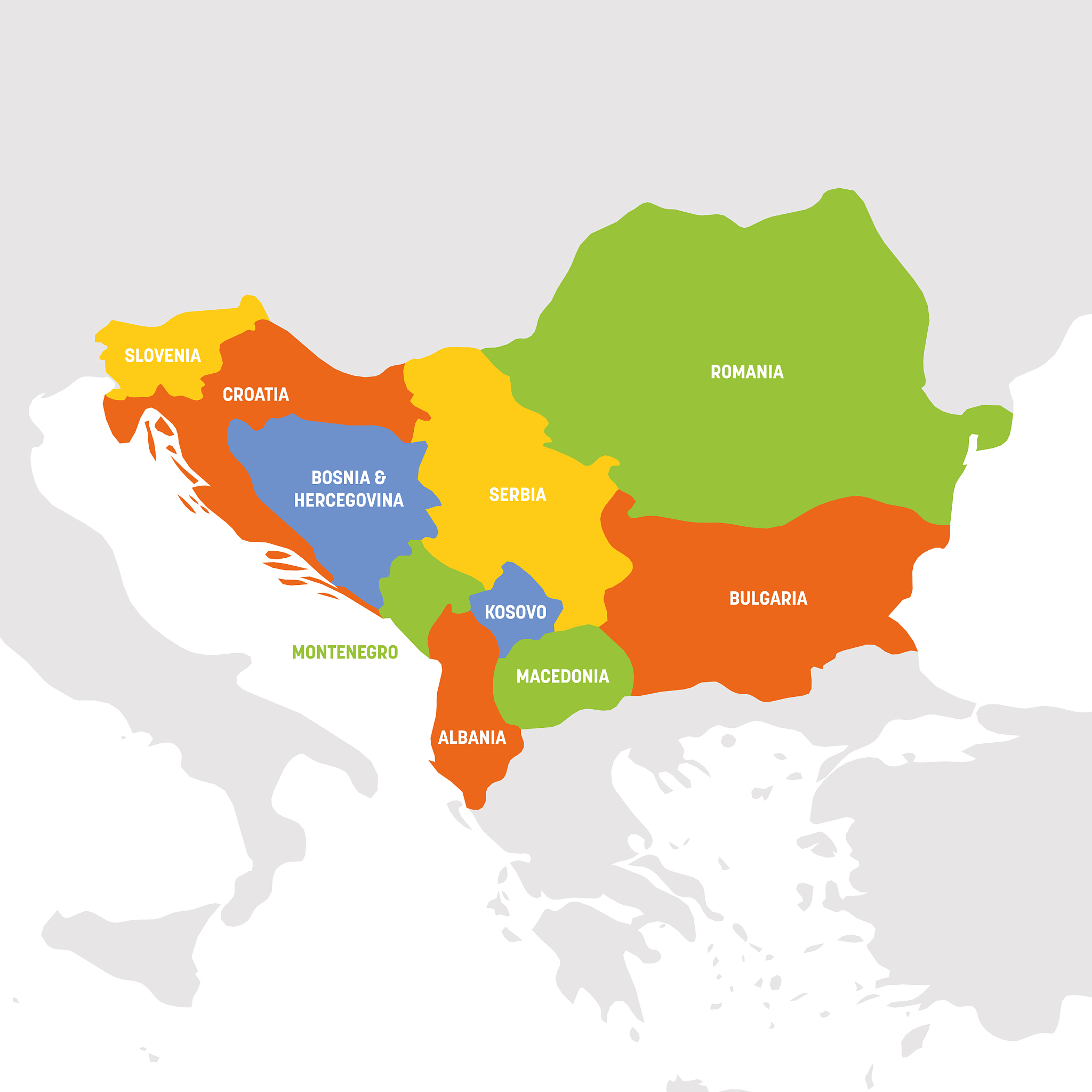 southeast europe region map countries of
