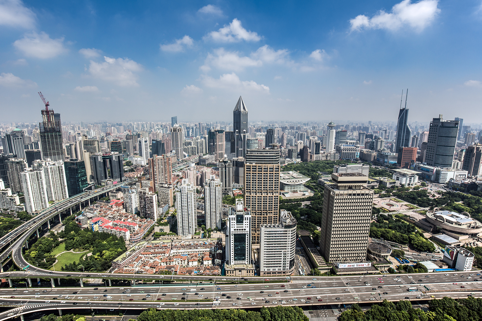 aerial view of shanghai