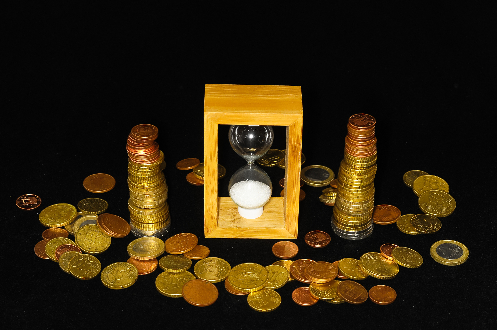 clock and currency time is money concept