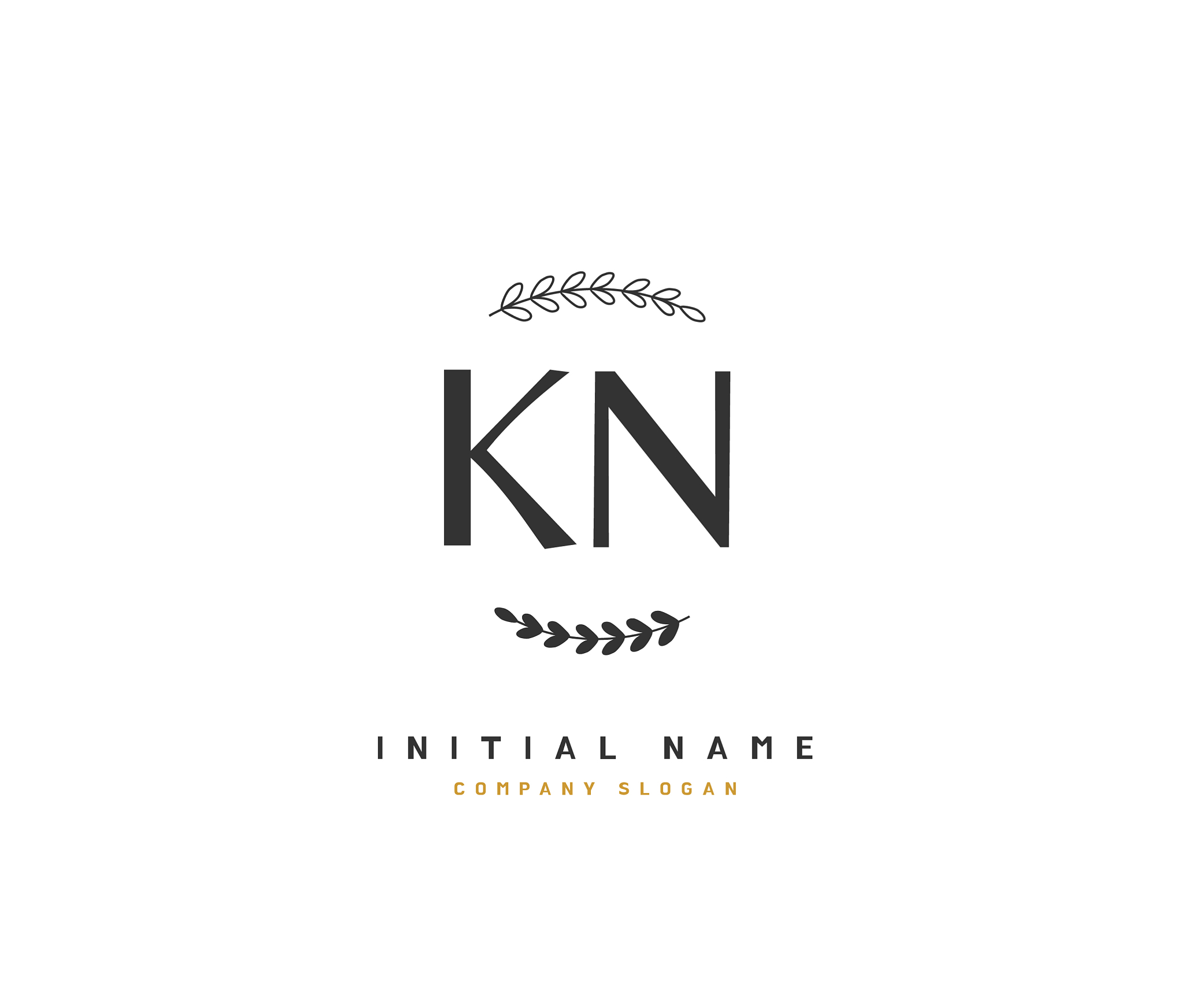 k n kn beauty initial logo handwriting logo of