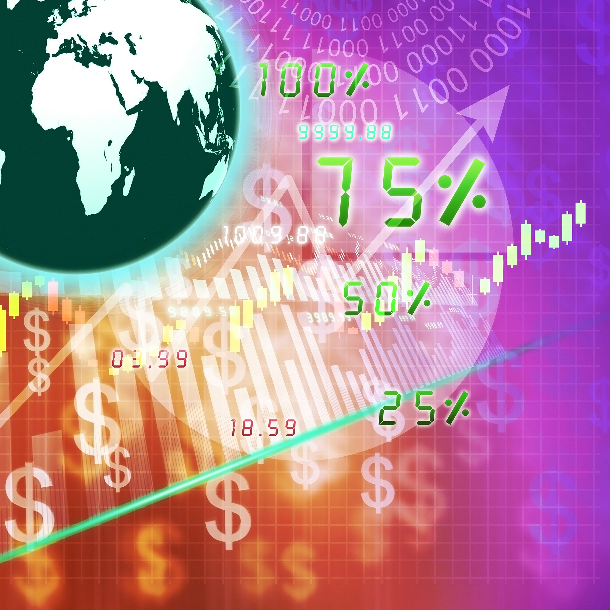 global stock market on abstract background