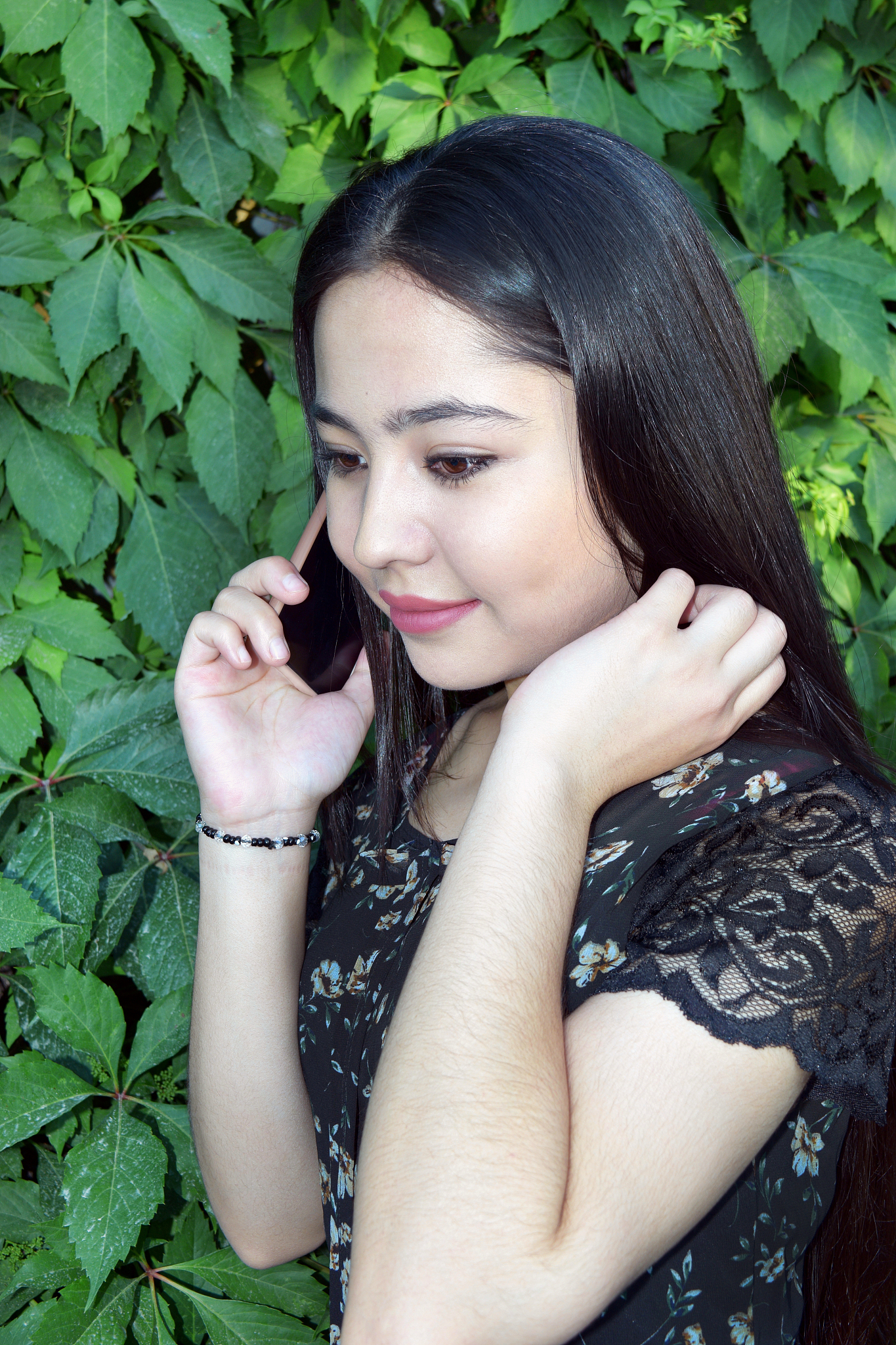 beautiful girl talking on the phone