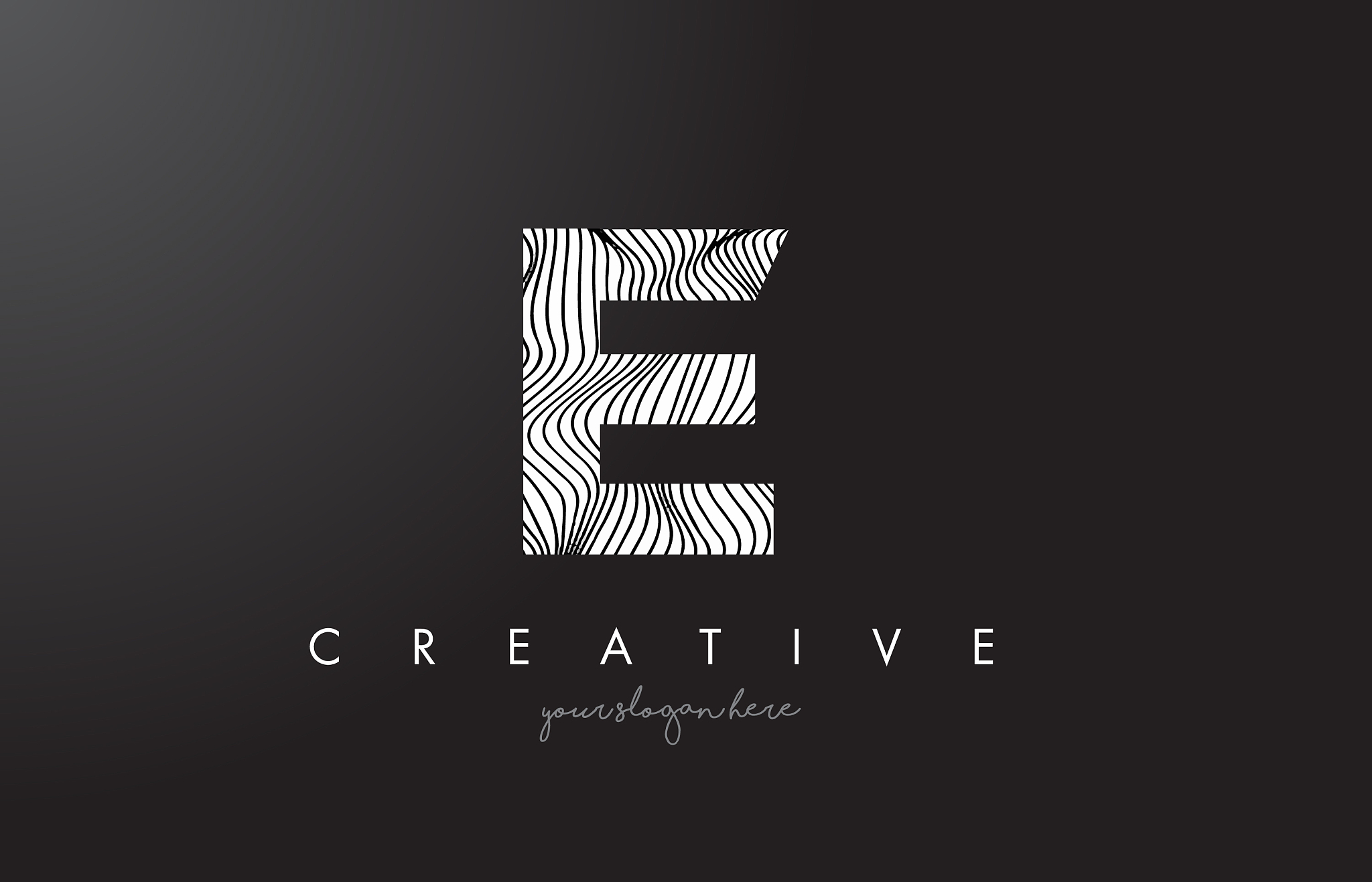 ie i e letter logo with zebra lines texture