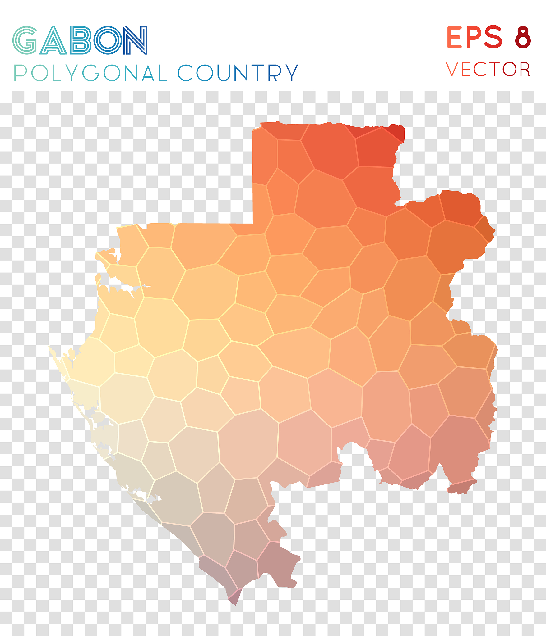 gabon polygonal map, mosaic style country.