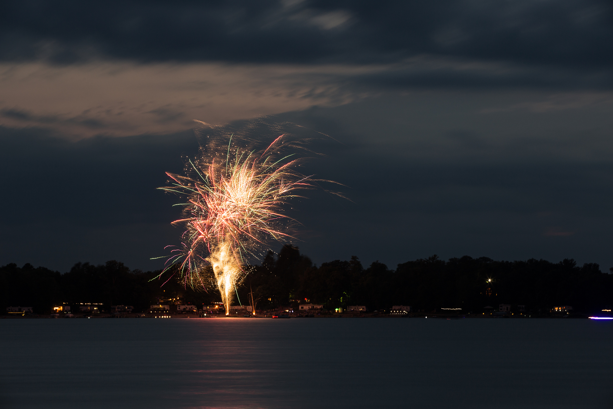 fireworks over lake