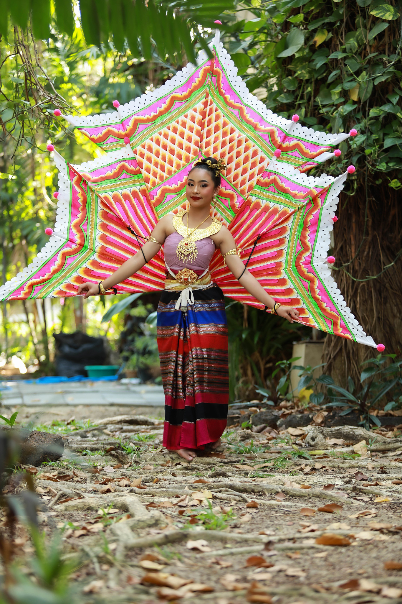 thai beautiful girl in thai traditional dress.