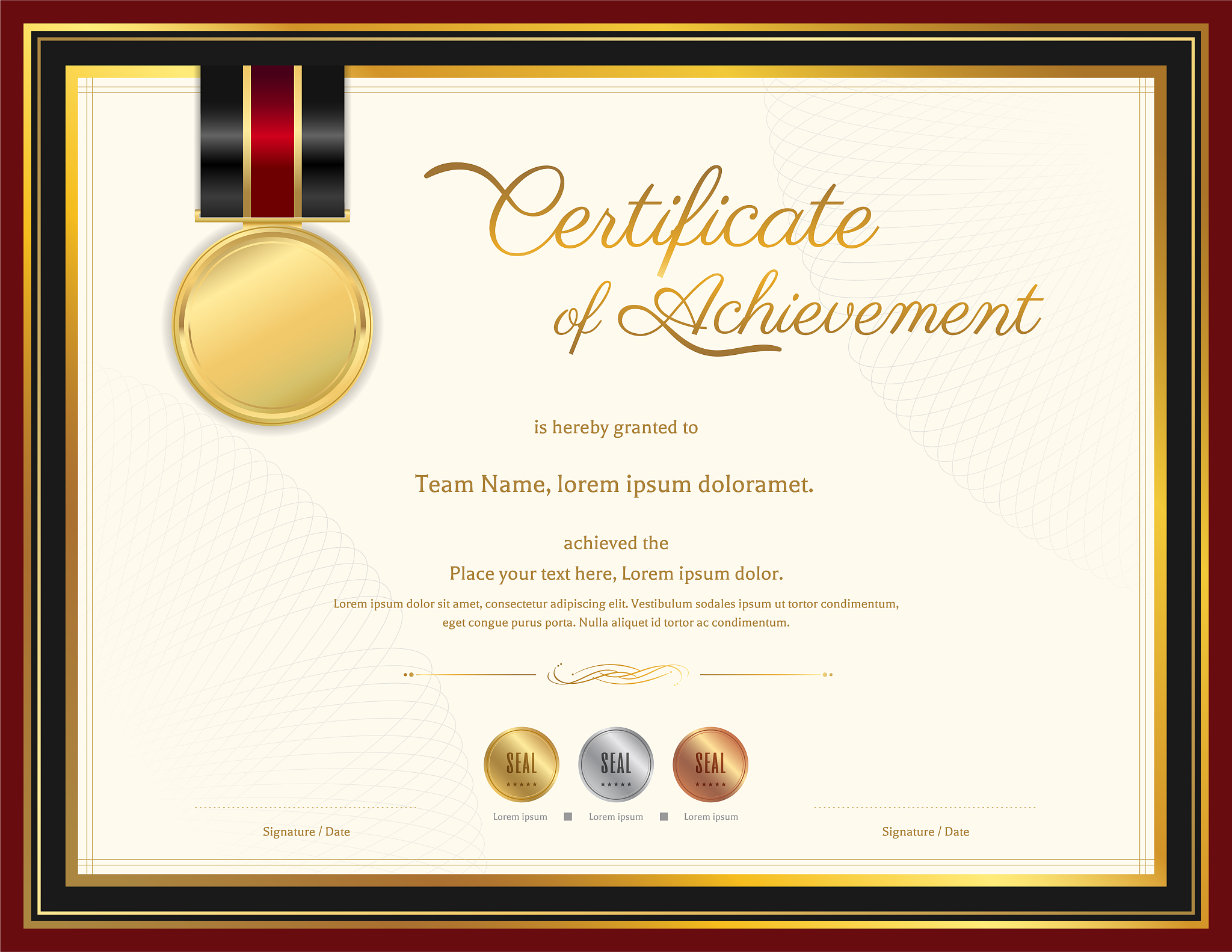 luxury certificate template with elegant border frame, diploma d
