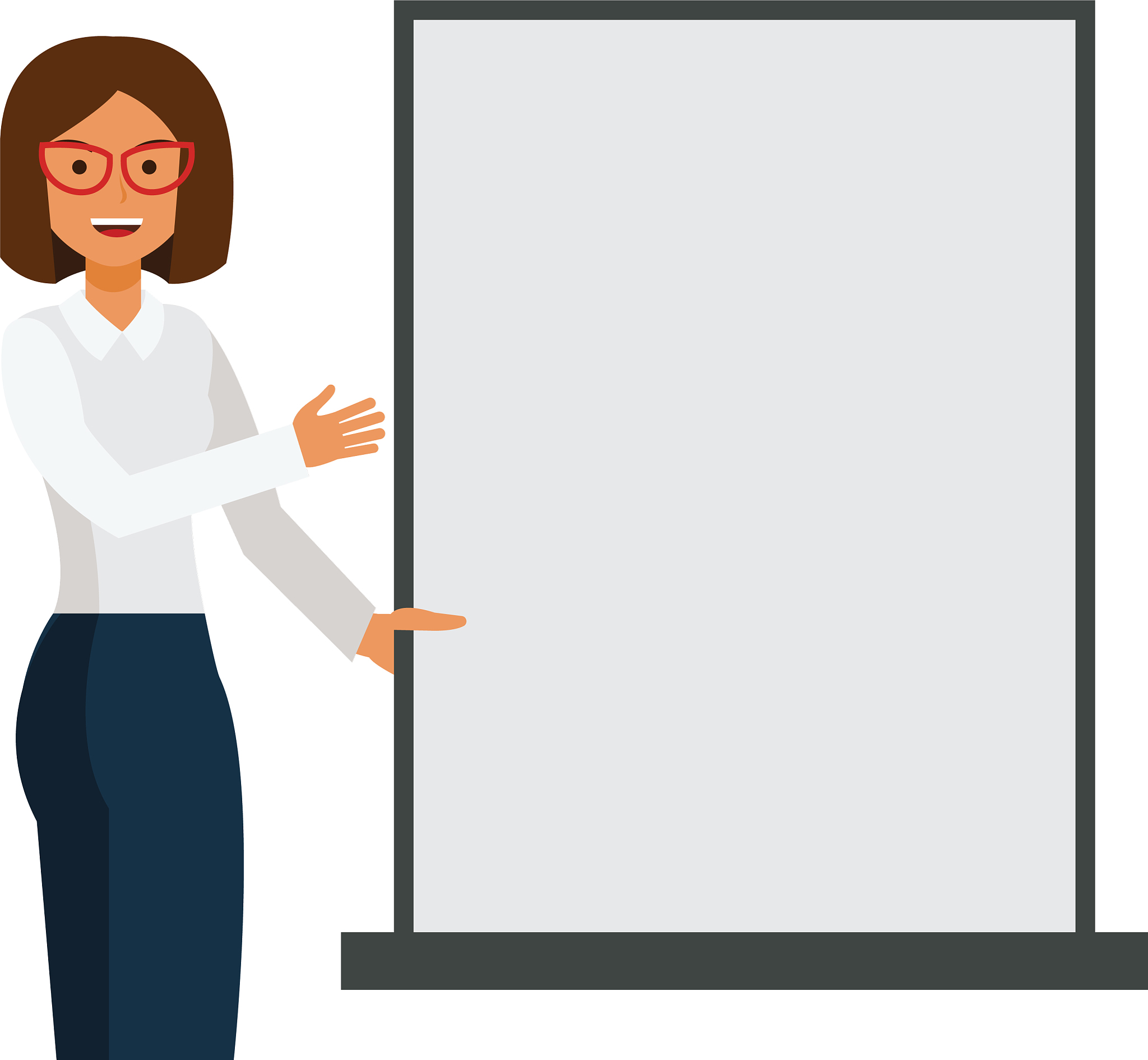 business woman showing blank template board