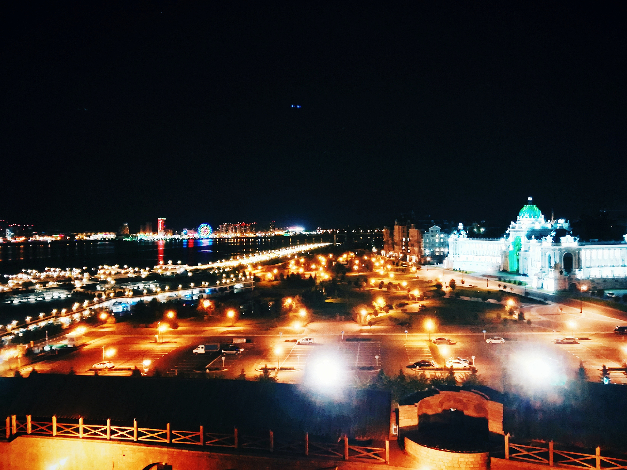 high angle view of illuminated city at night