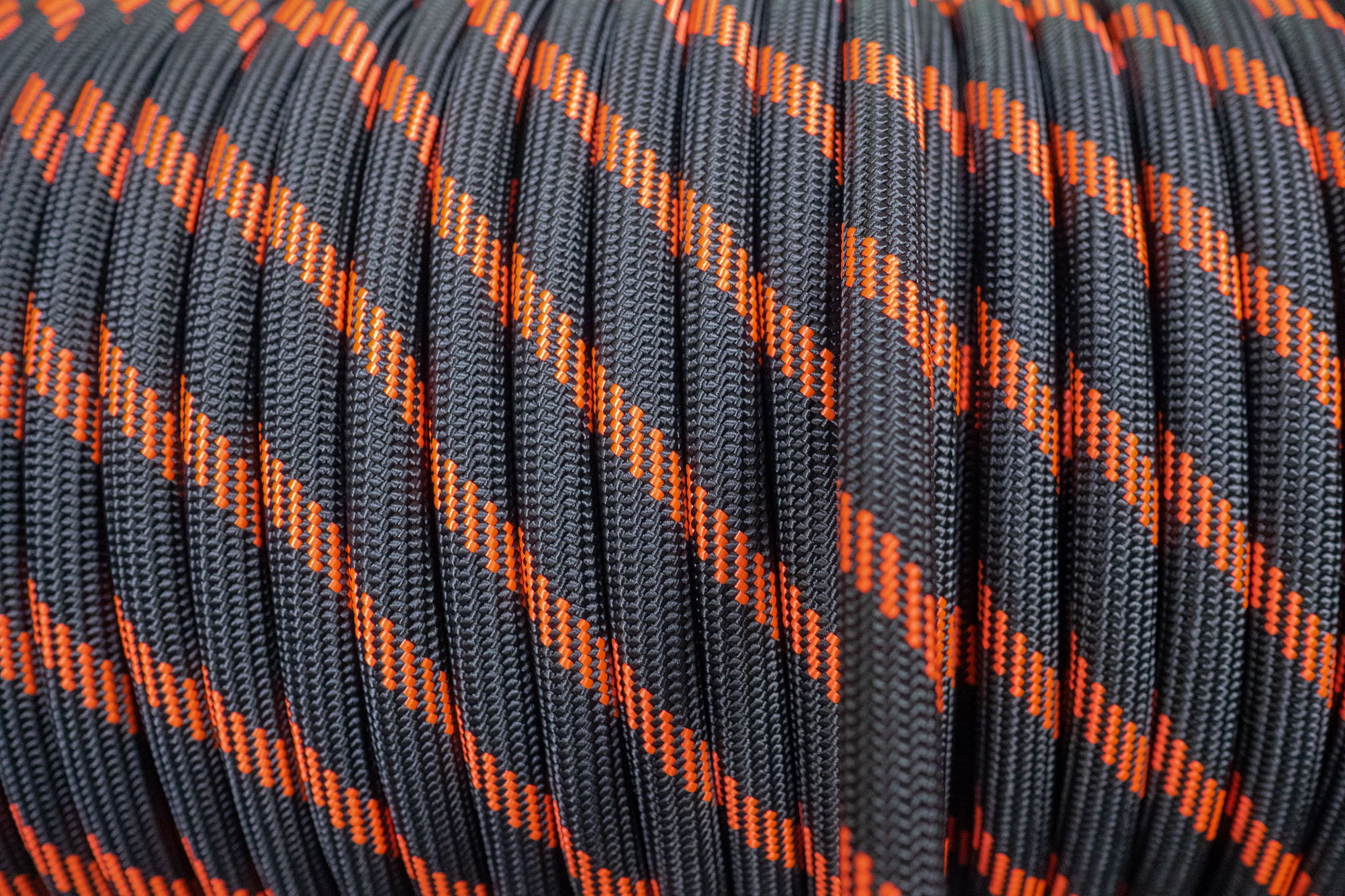black rope on a show-window of shop. a saving rope for climbers.