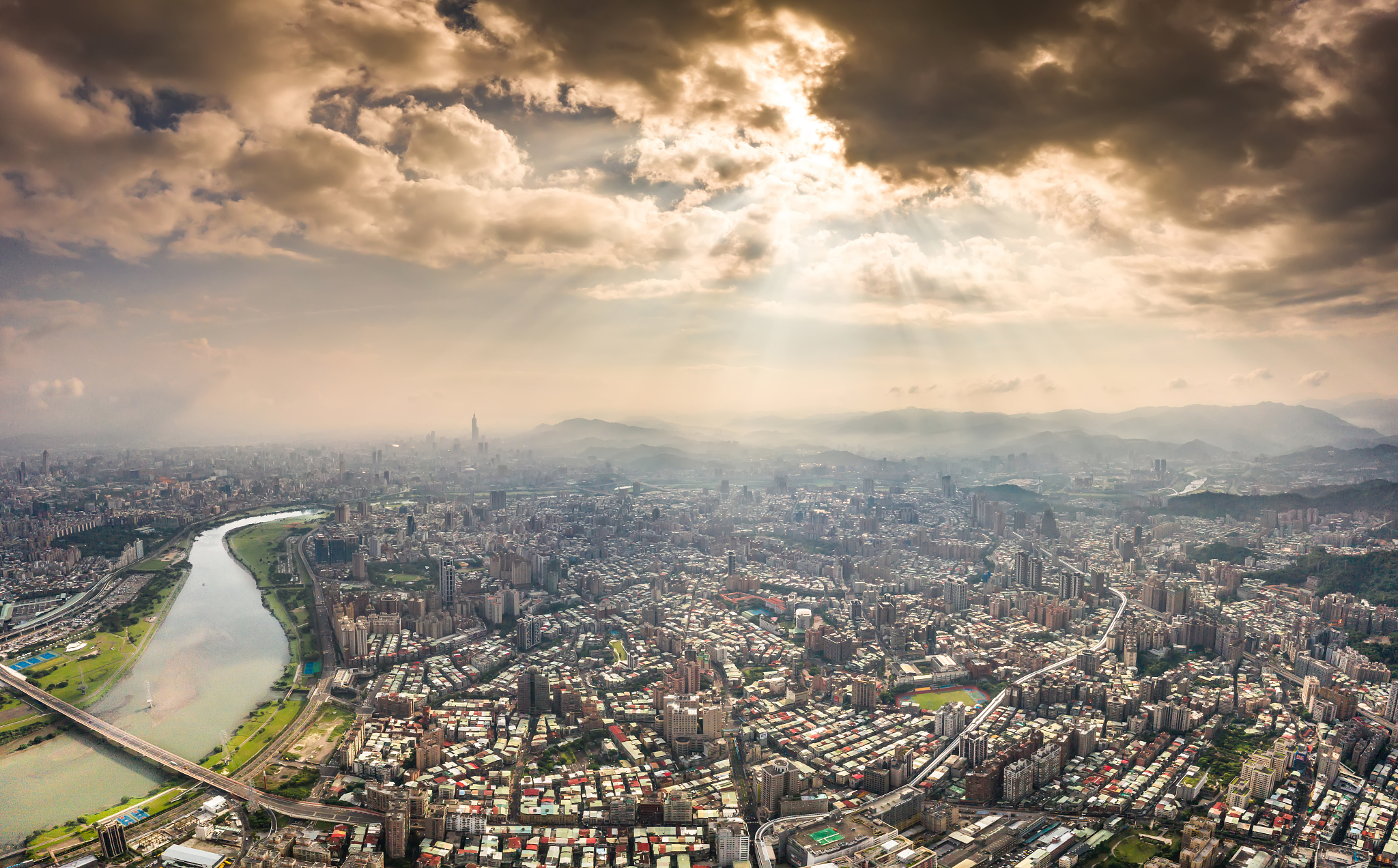 skyline of taipei city in downtown taipei, taiwan.