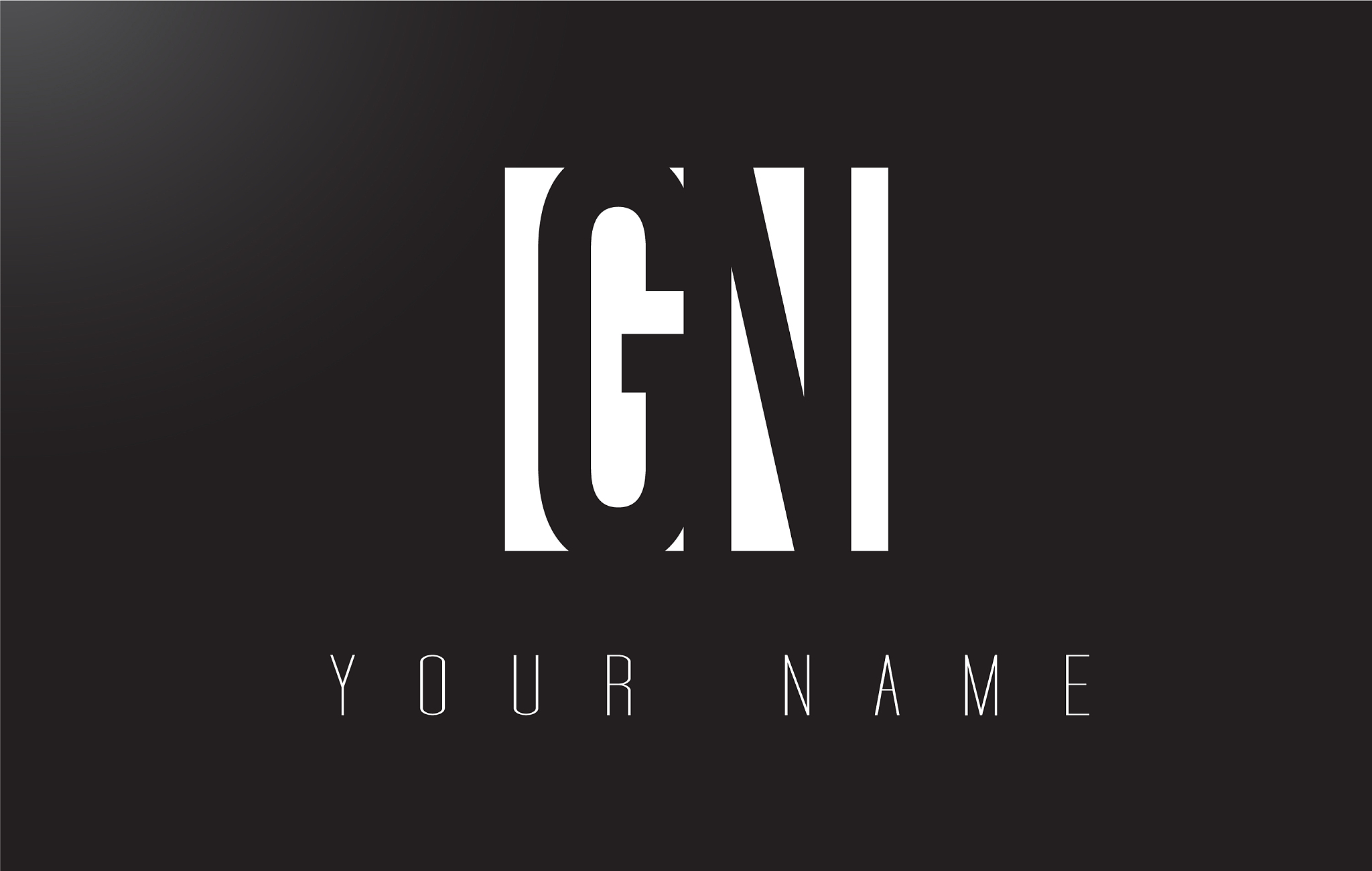 gn letter logo with black and white negative
