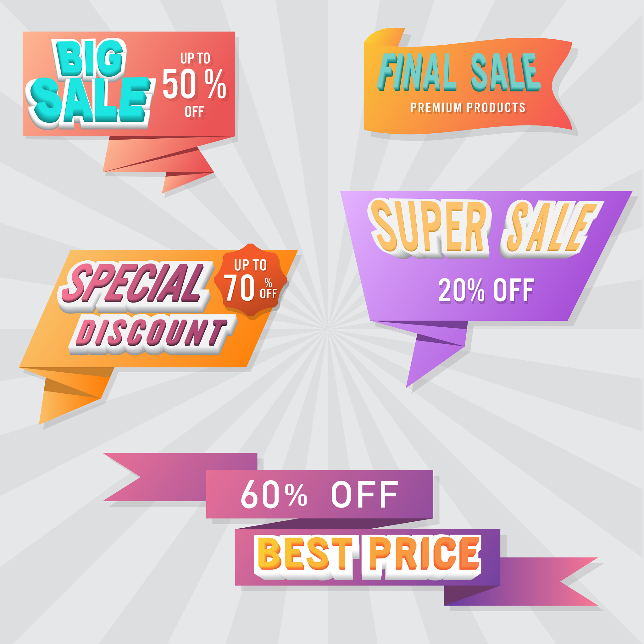 set sale labels and banner colorful design