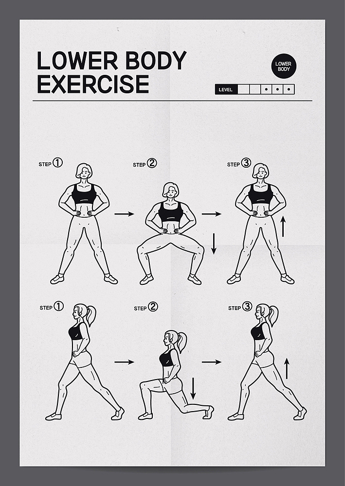 vector illustration of gym exercise instructions and demonstrati