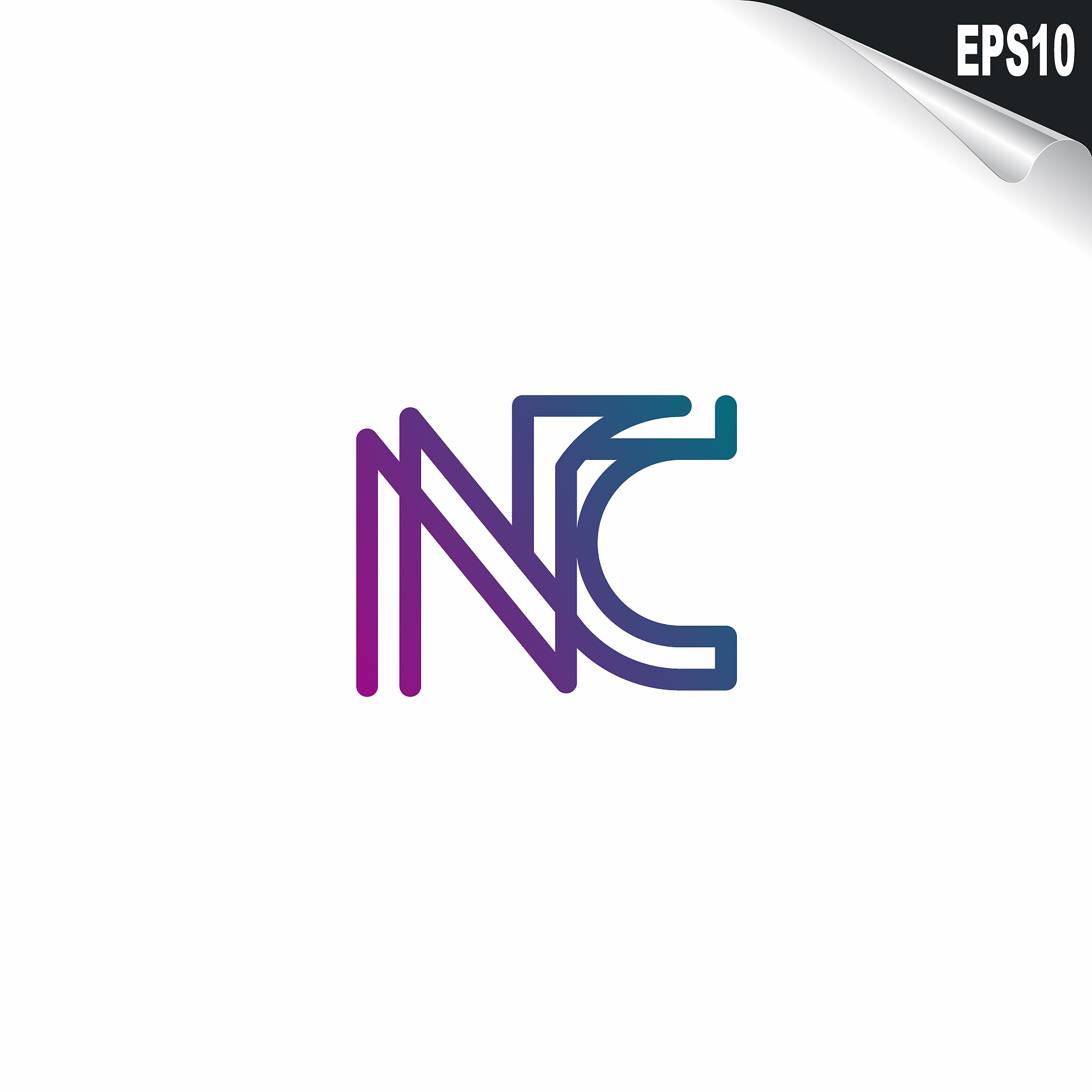 initial nc logo monogram design template simple
