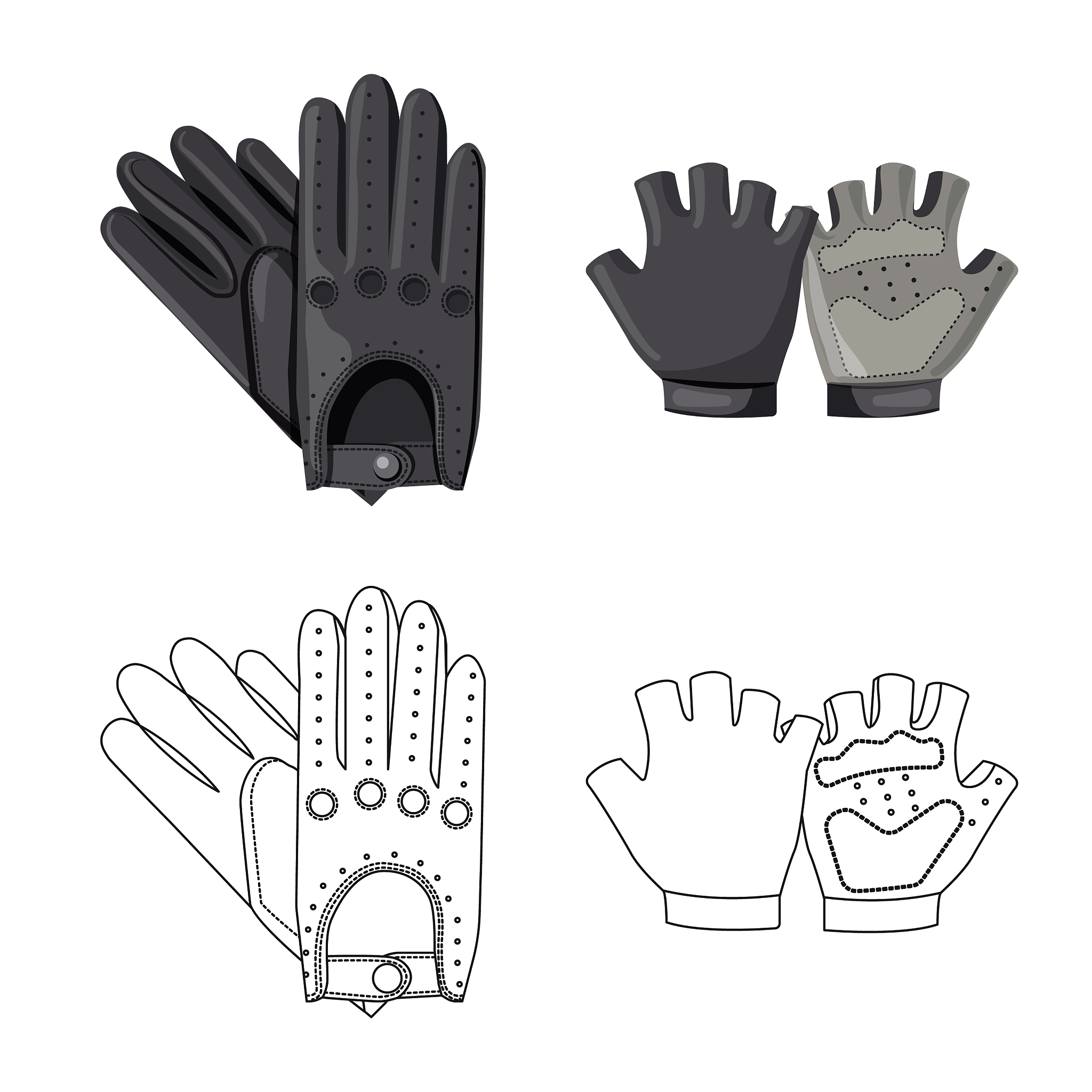 isolated object of glove and winter symbol set of