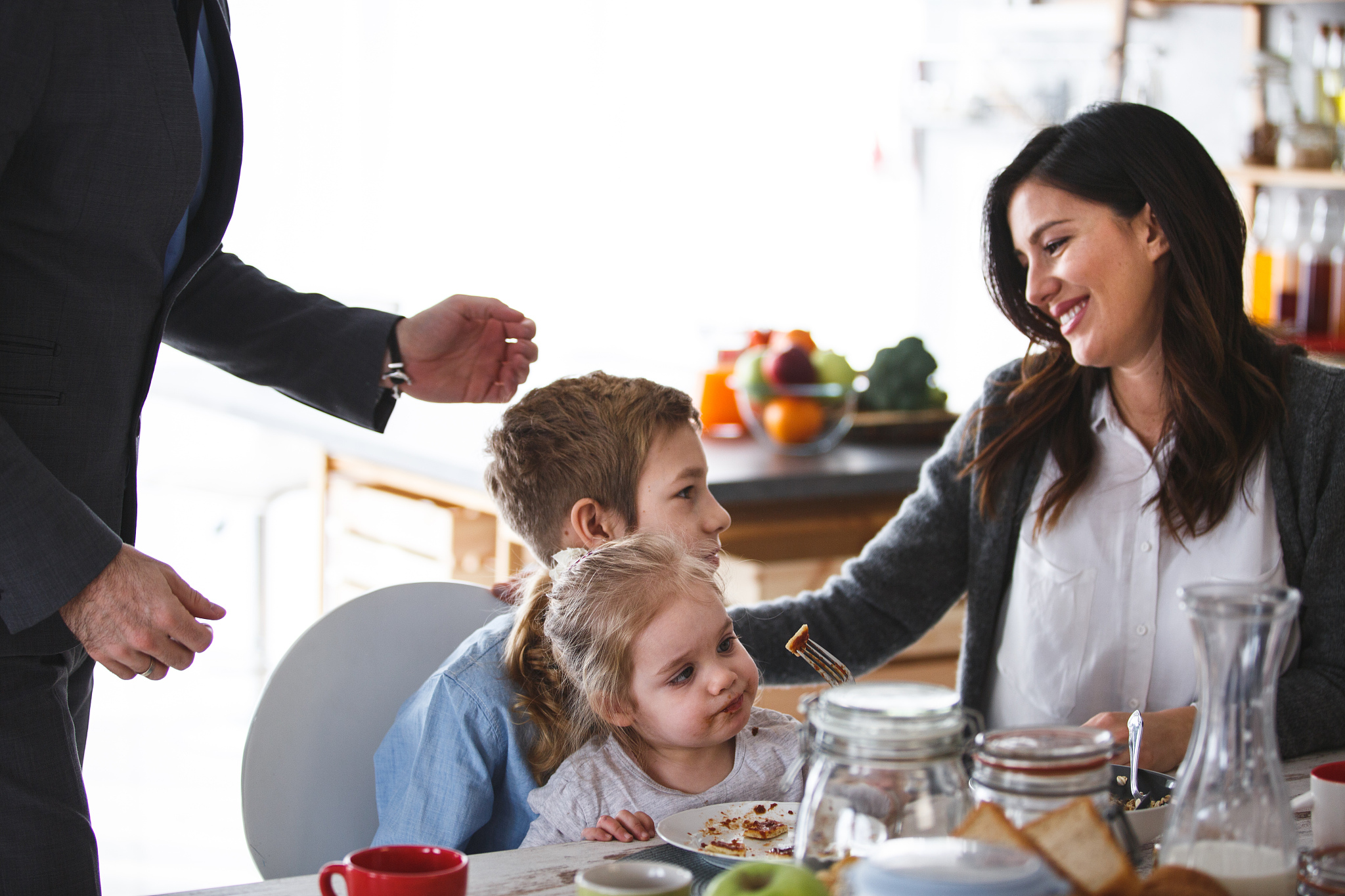 family having breakfast