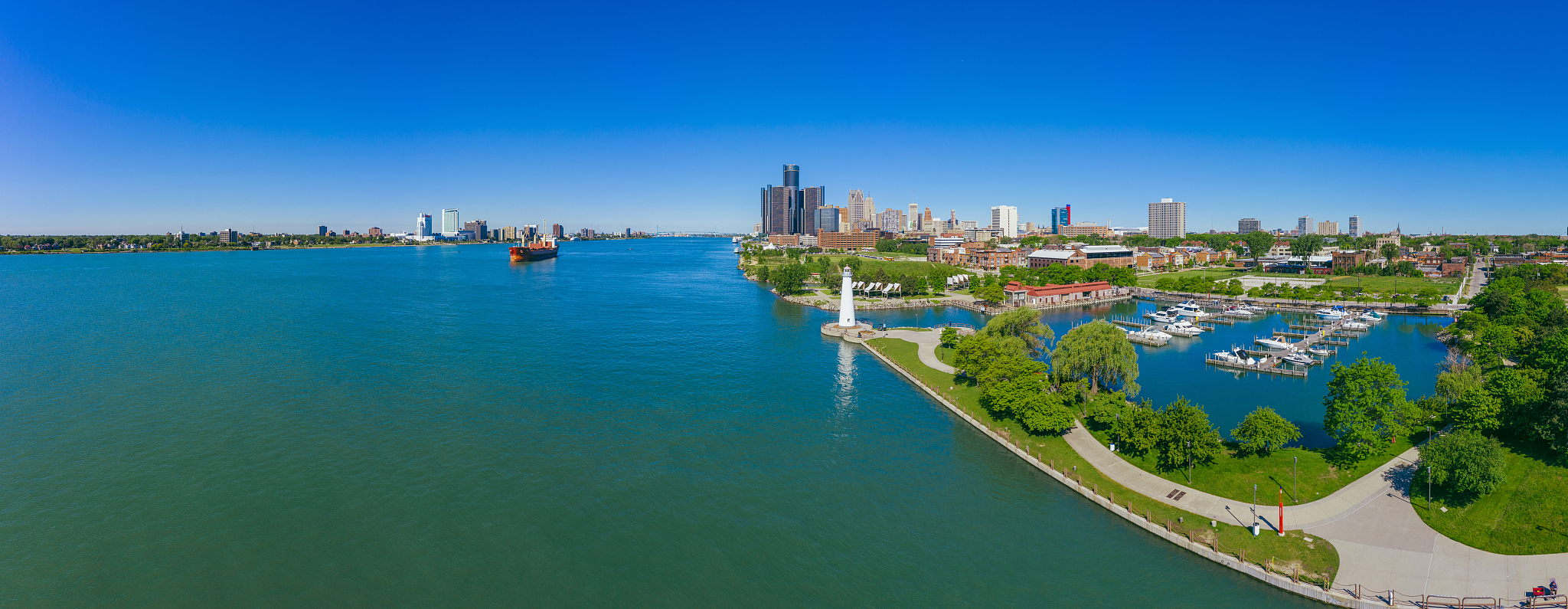 william g. milliken state park and harbor detroit michigan aeria