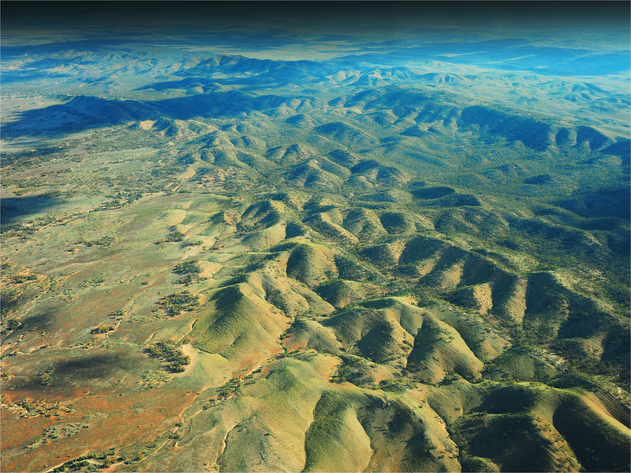 aerial landscape of the flinders ranges np near wilpena pound, s