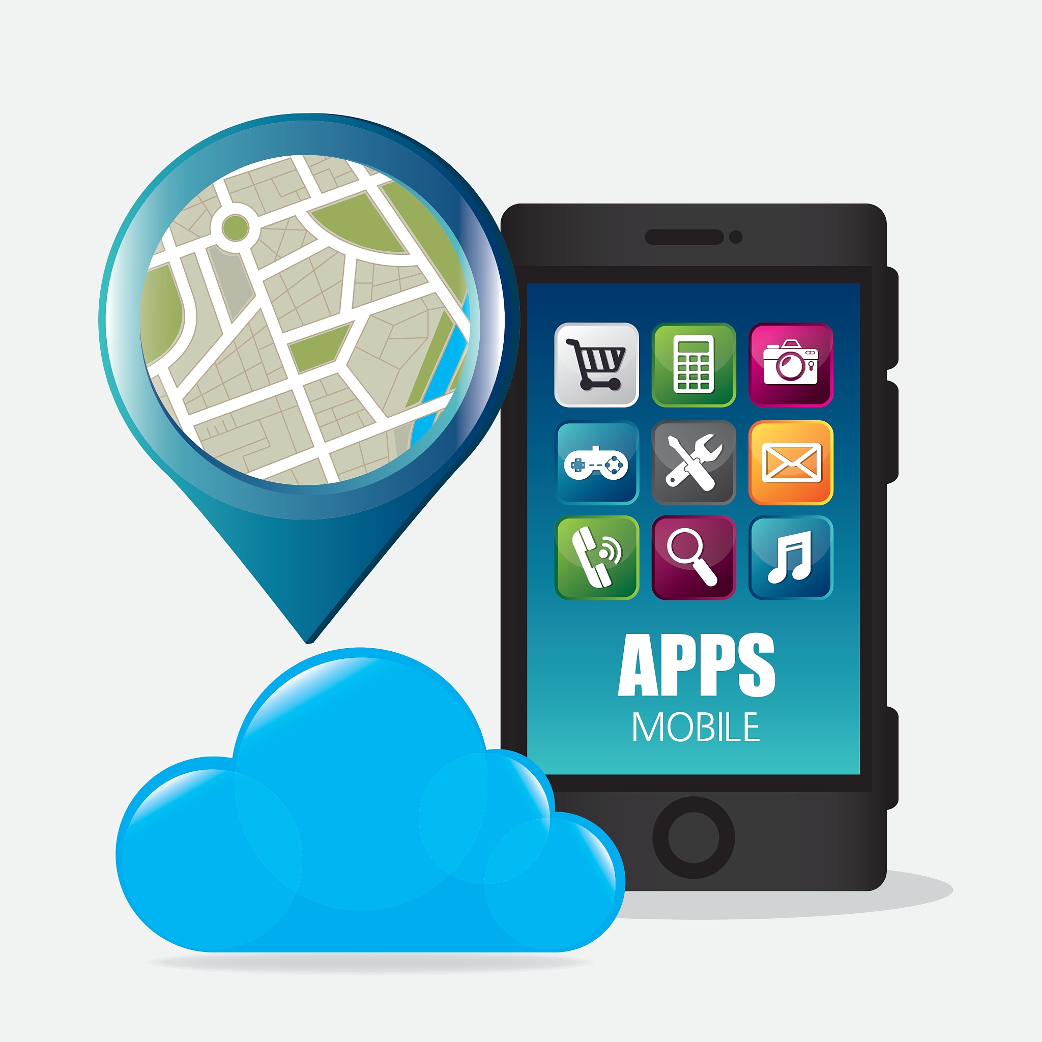 mobile applications and technology icons design