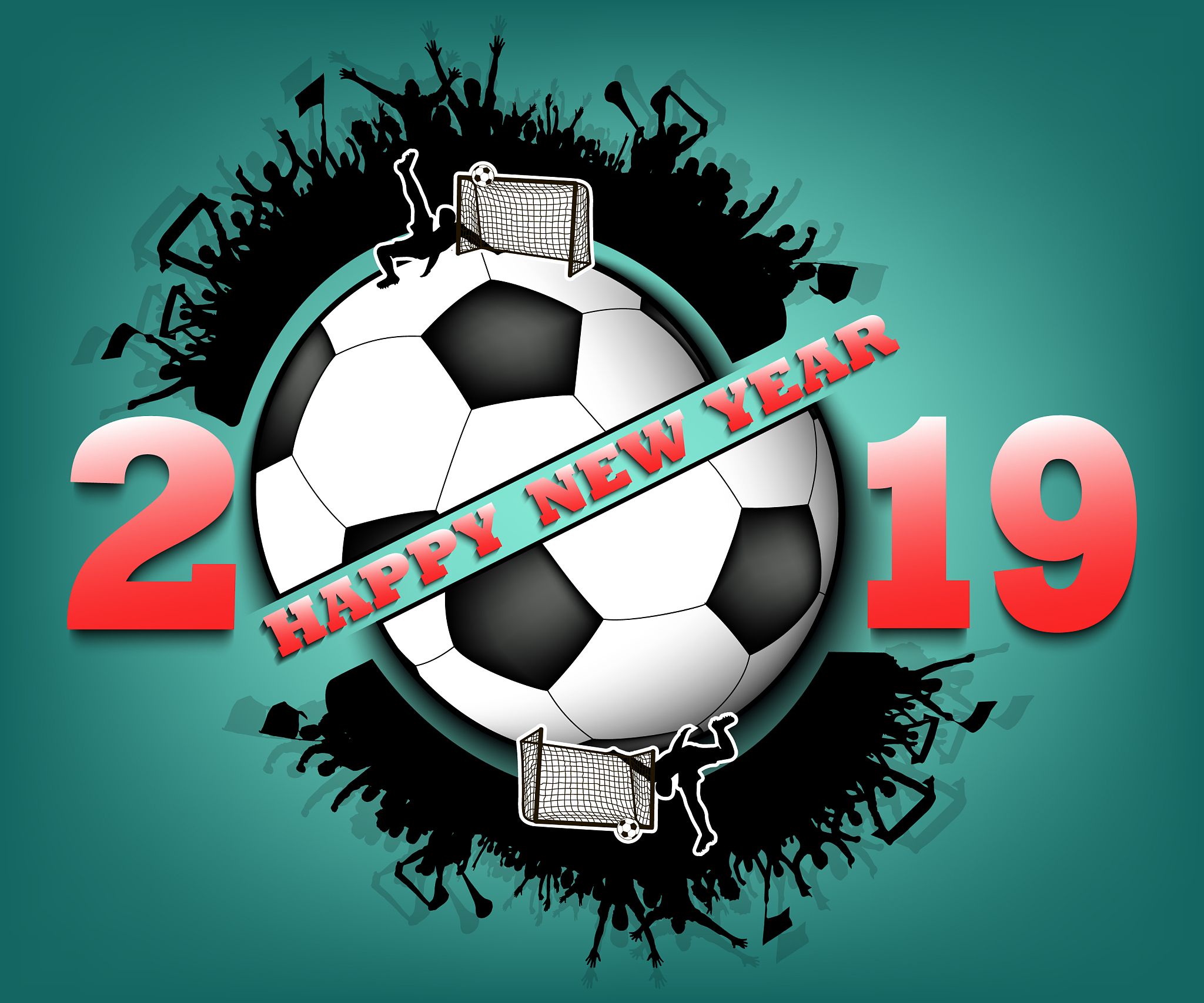 happy new year 2019 and soccer ball