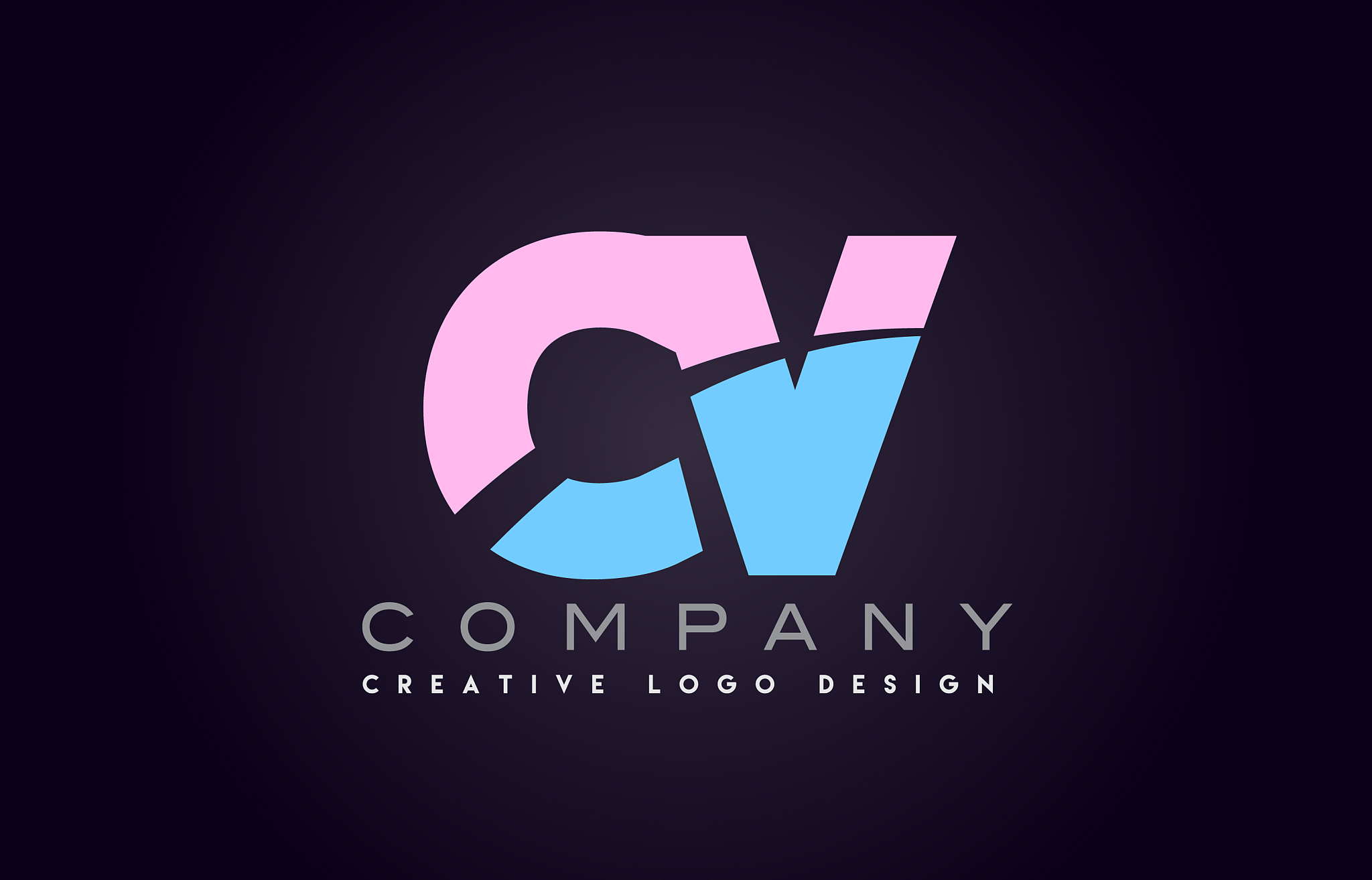 cv alphabet letter join joined letter logo design