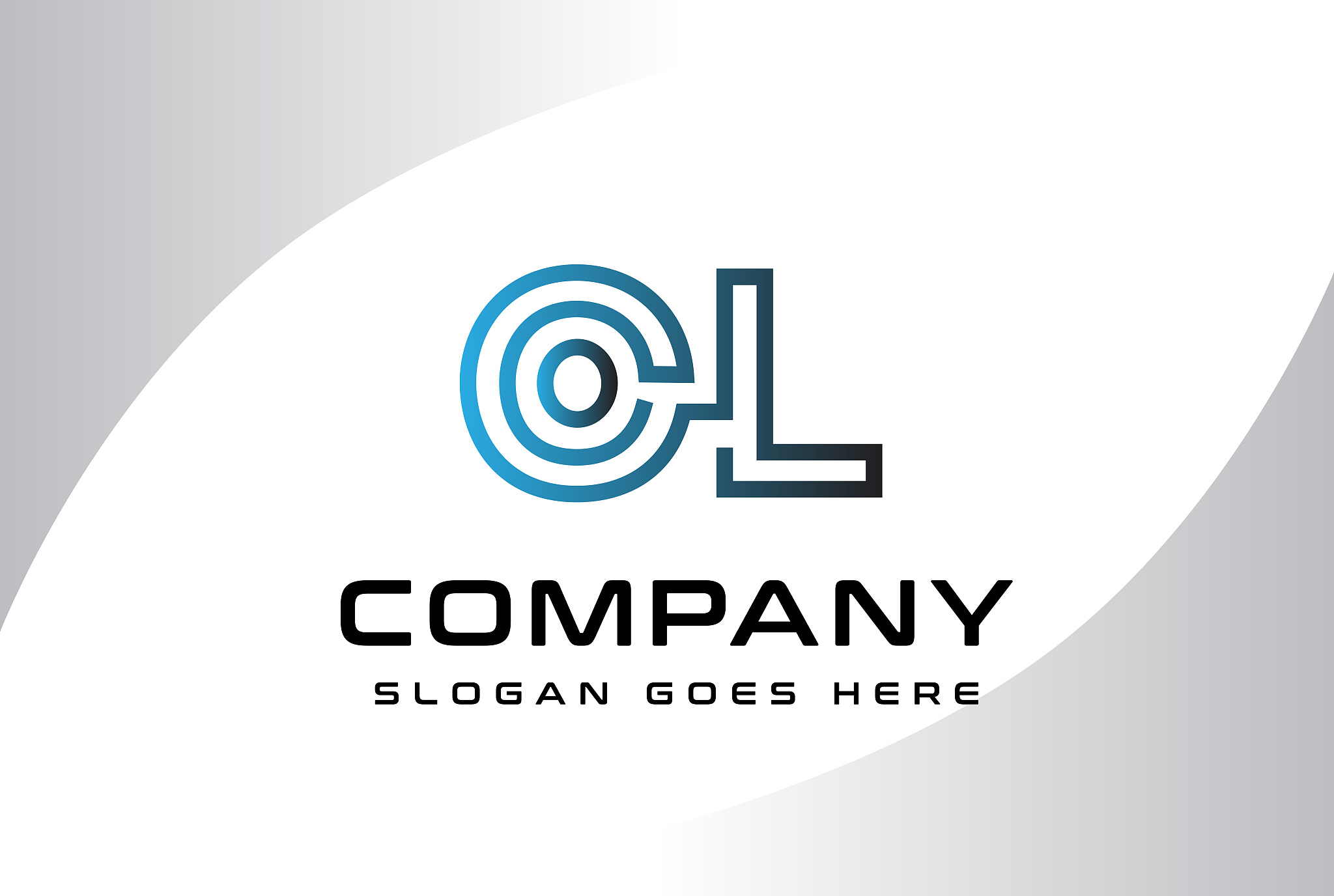blue black gradient initial letter ol logo vector template