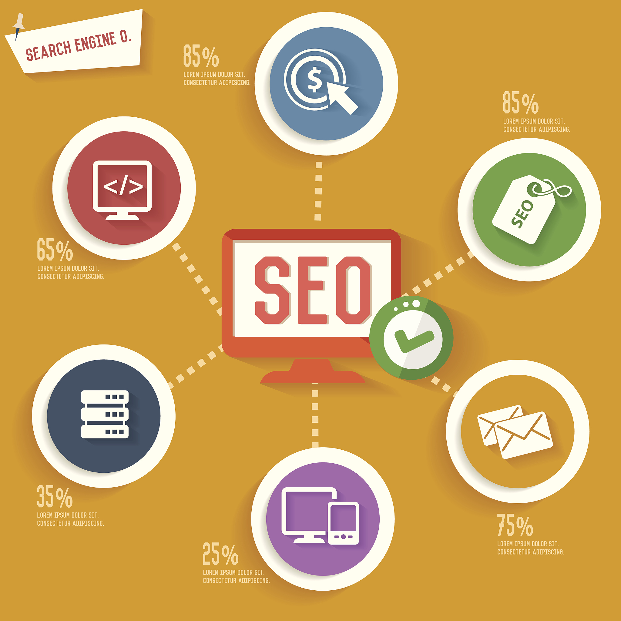 seo concept info graphic design,yellow version