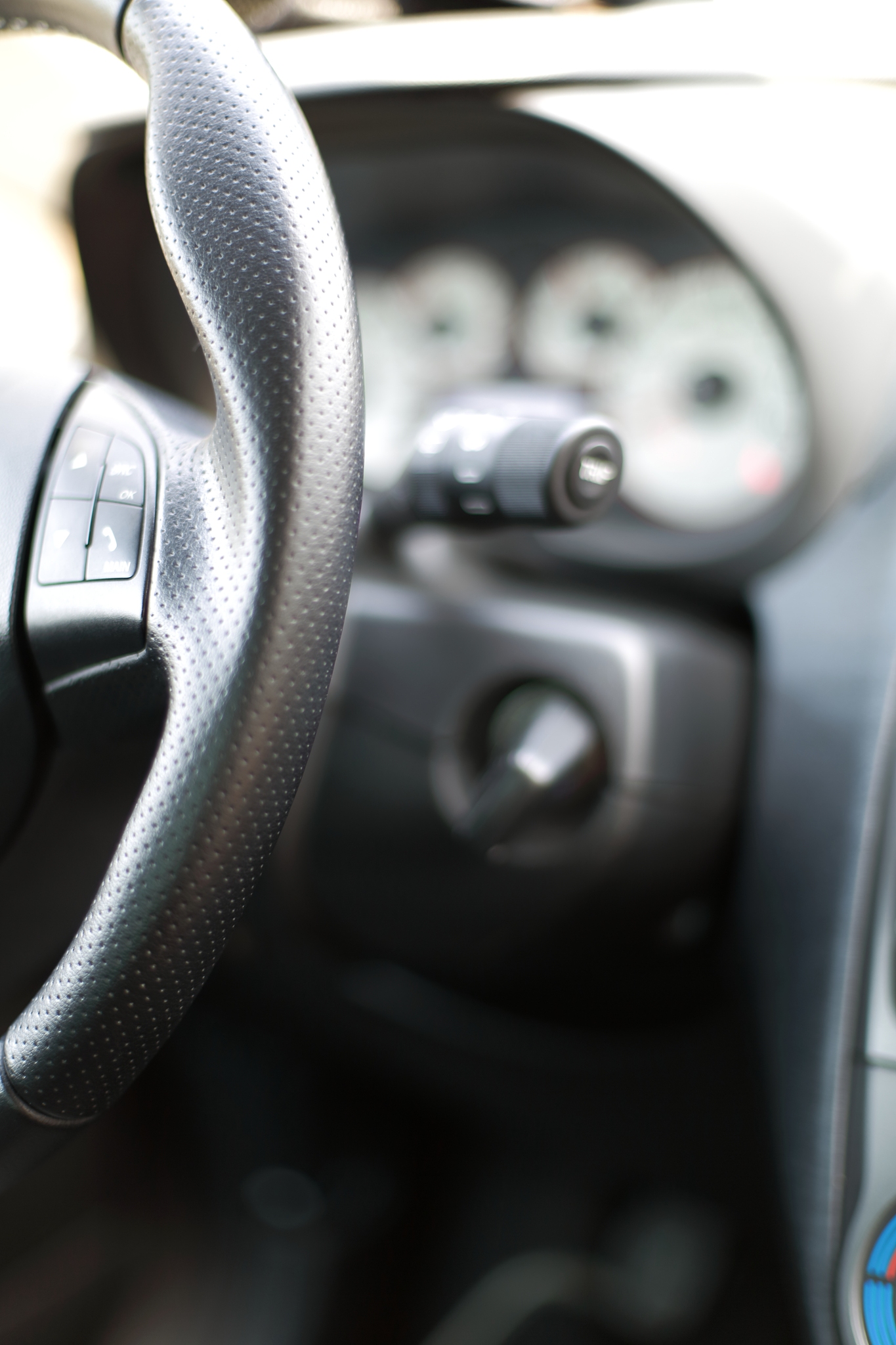 sports leather steering wheel in a modern car