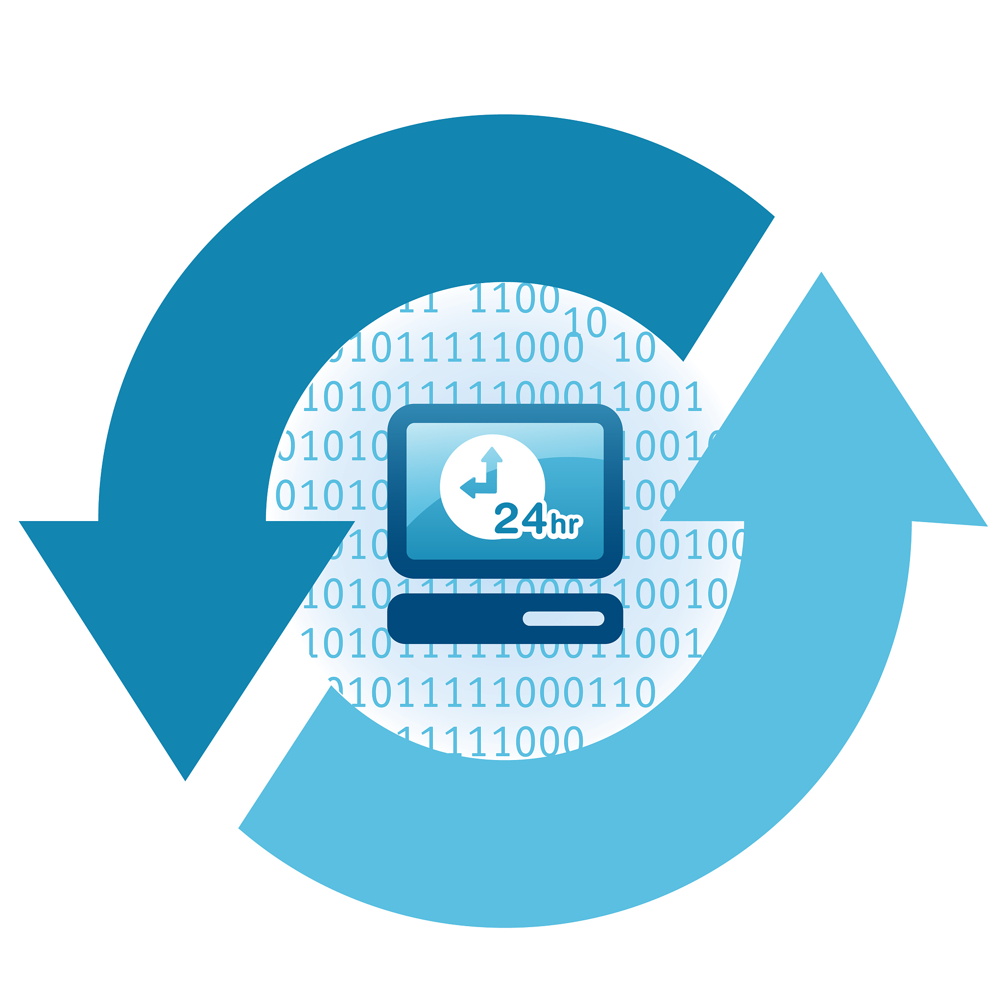 computer support icon with refresh arrows