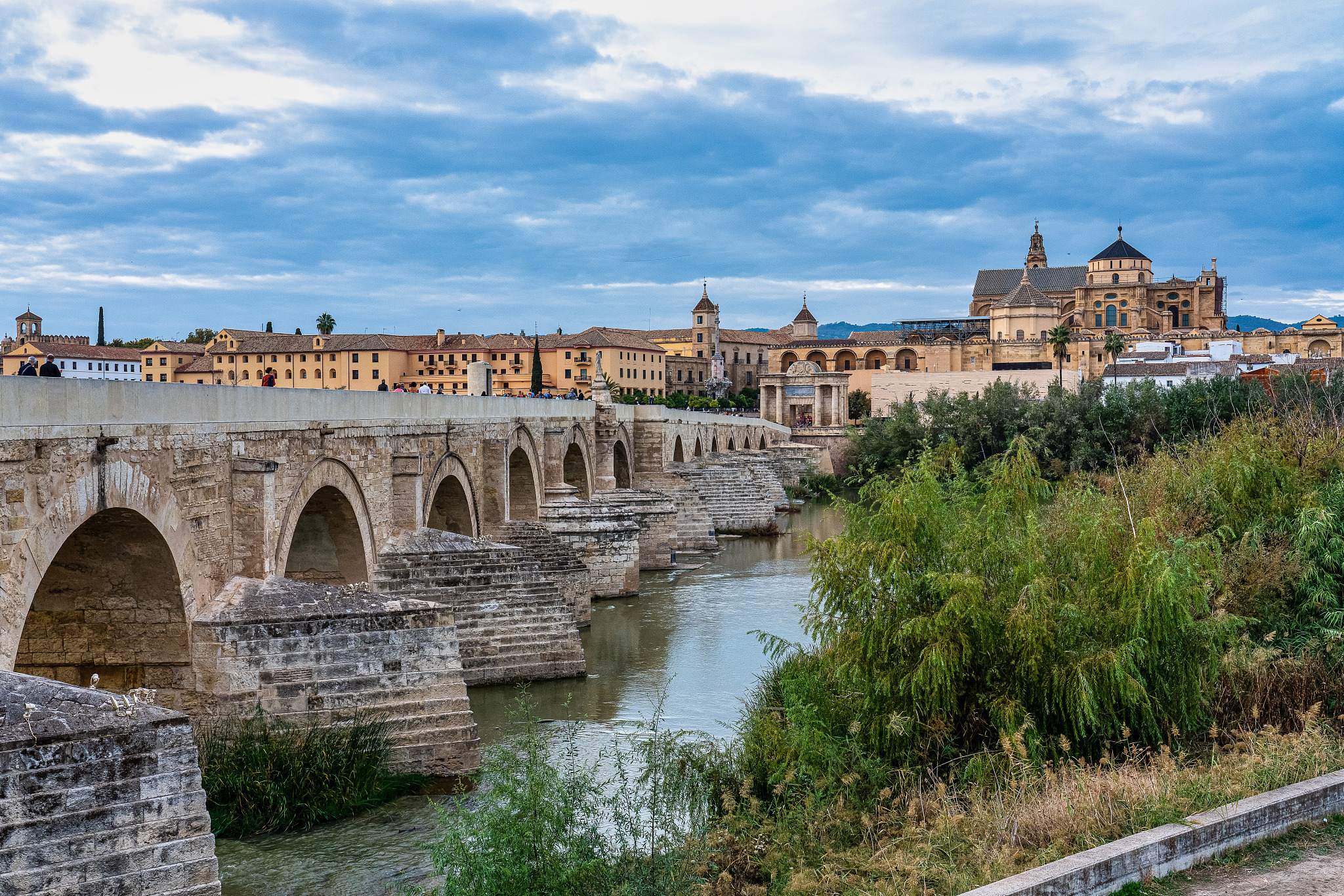 mosque-cathedral and the roman bridge in cordoba, andalusia, spa