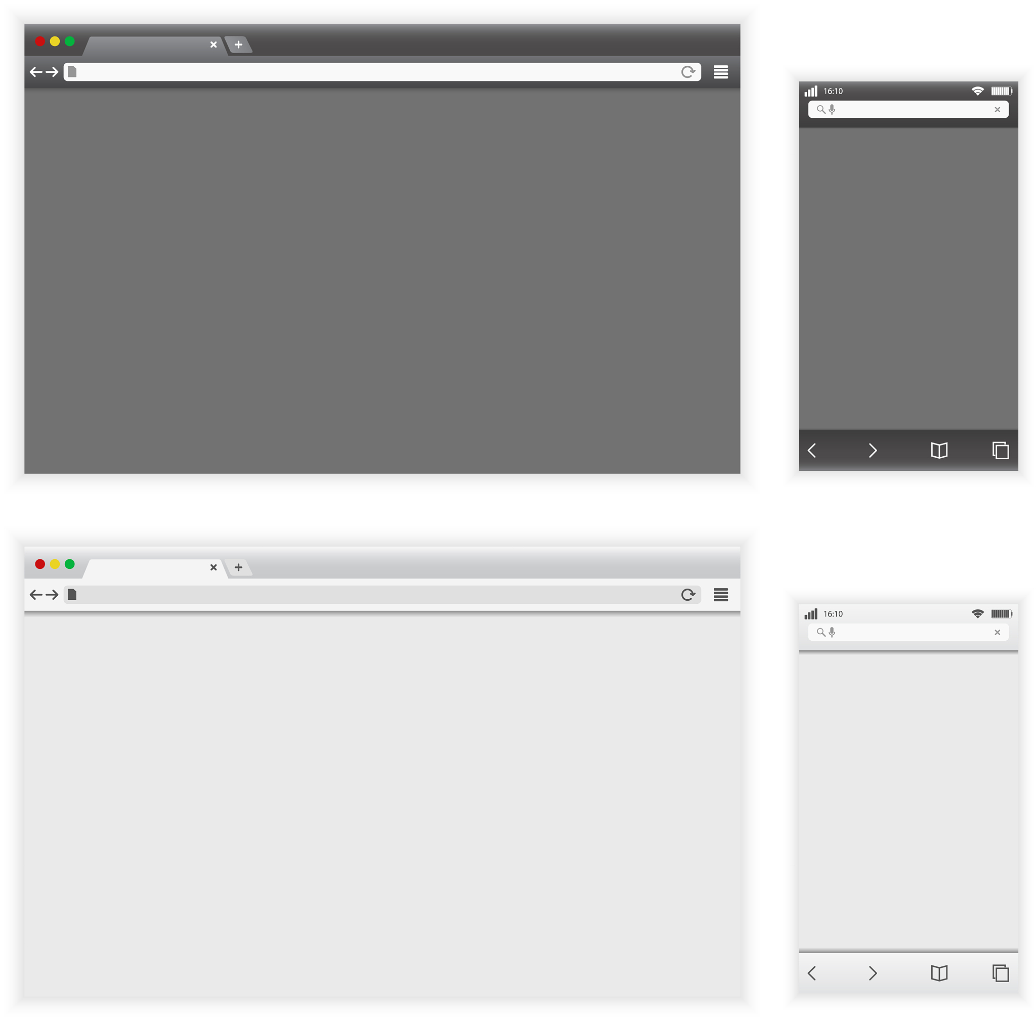 set of dark and light browser interface on laptop