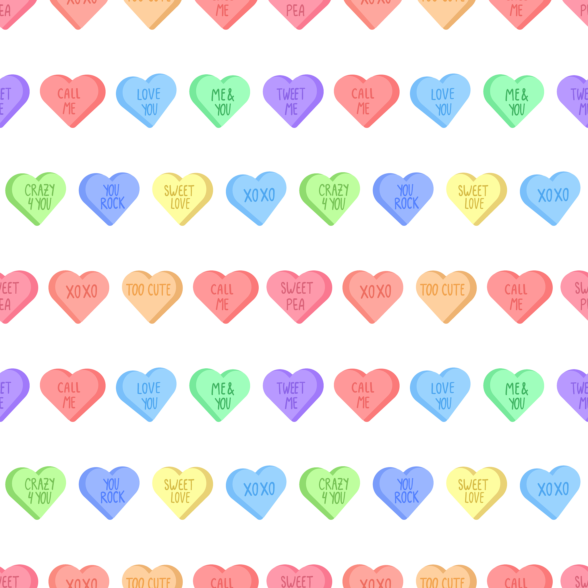 conversation hearts bright illustration.