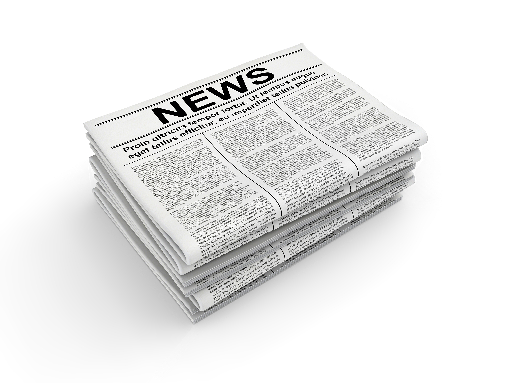 stack of newspaper on white. 3d rendering