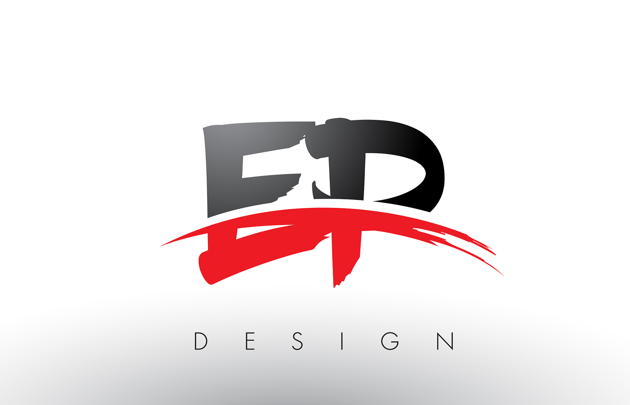 ep e p brush logo letters with red and black