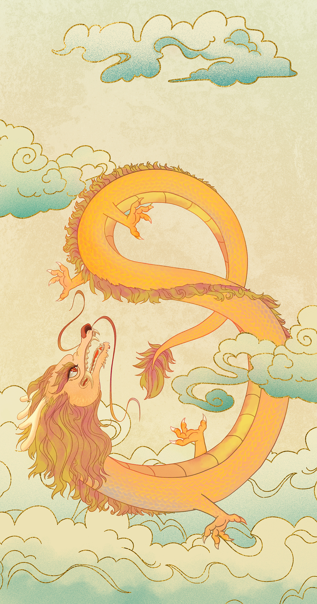 帮我设计龙年主题皮肤：神龙降世的背景故事 含五位主角